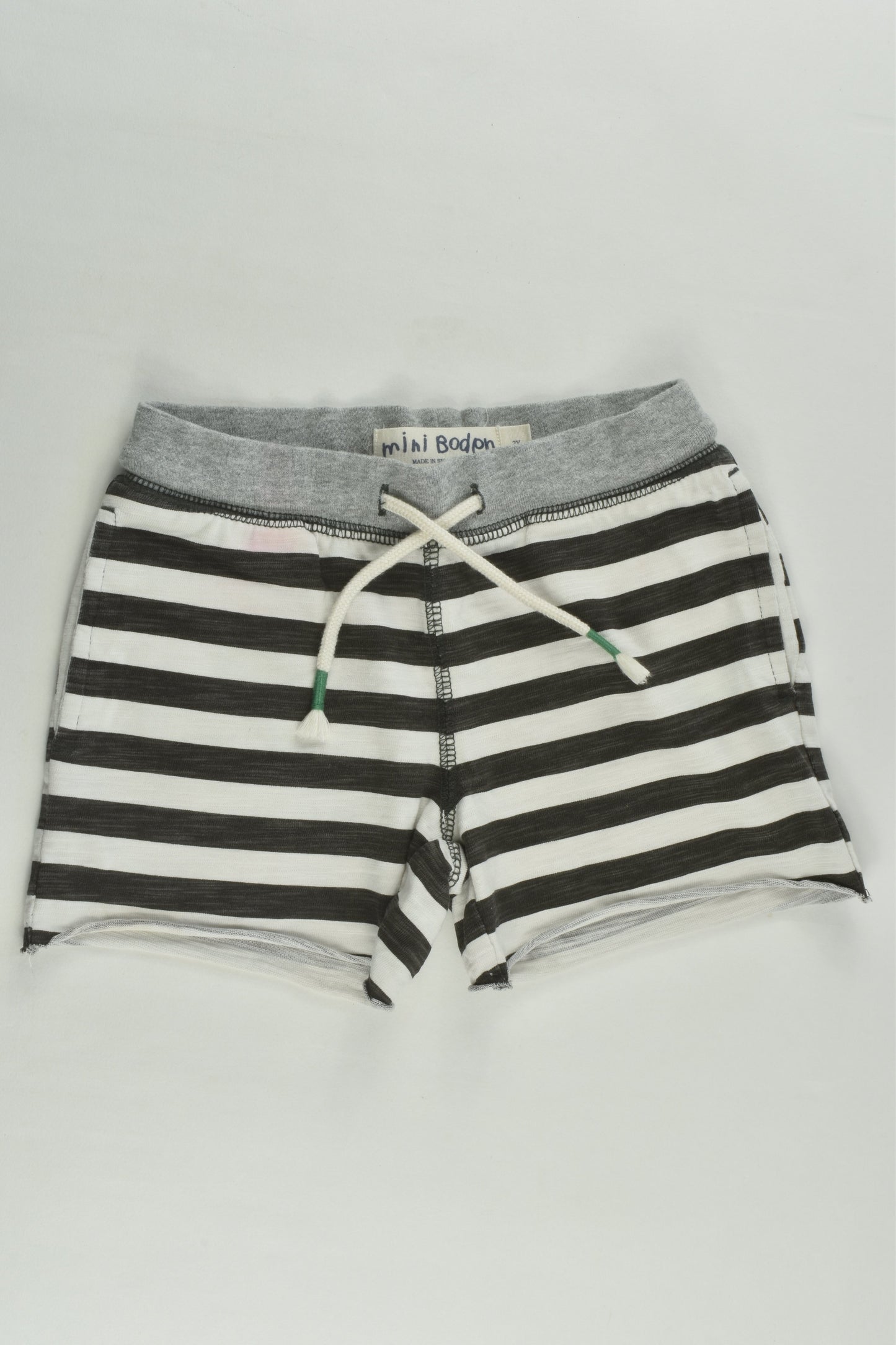 Mini Boden Size 3 Lightweight Black Stripes Shorts