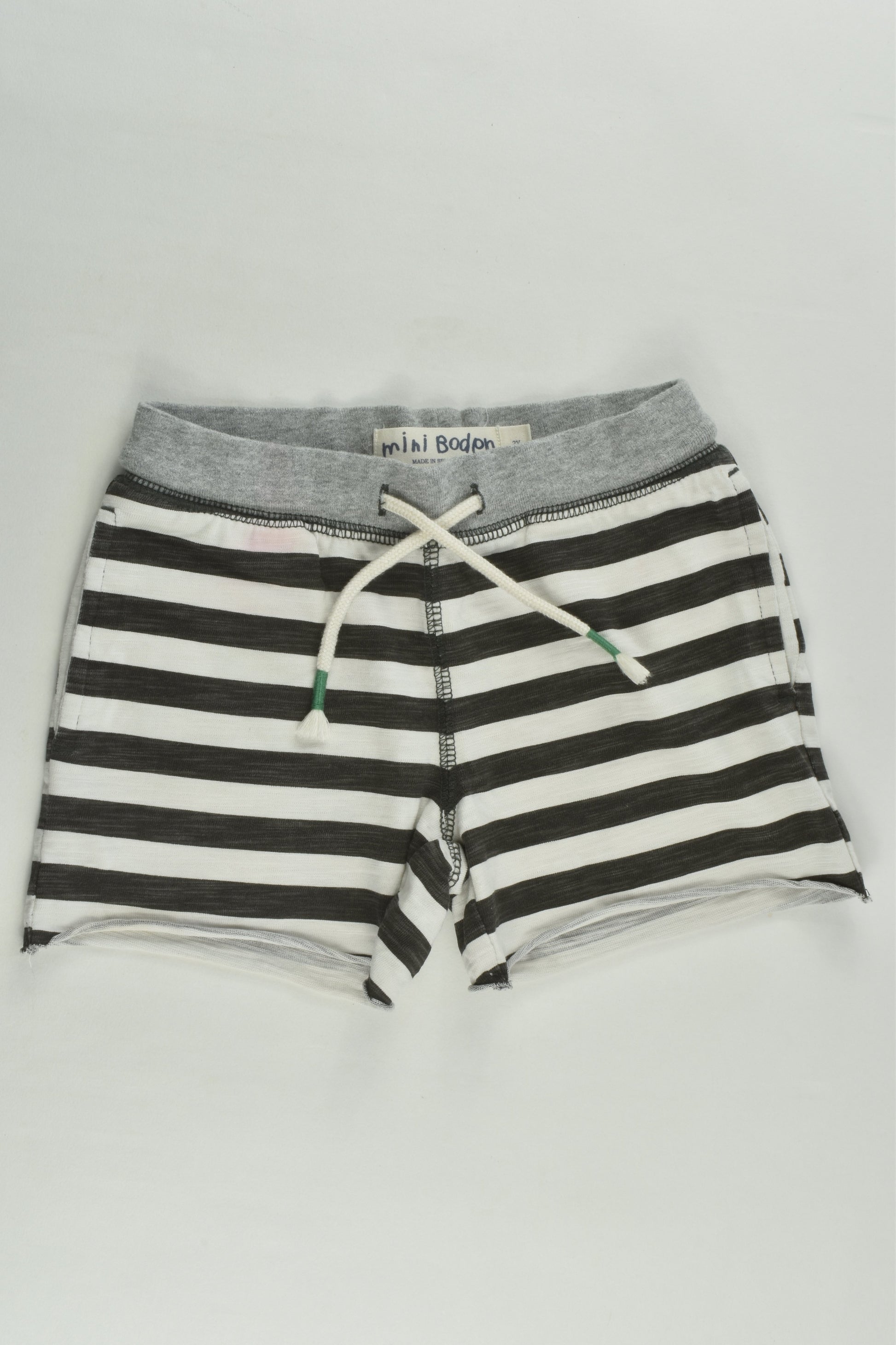 Mini Boden Size 3 Lightweight Black Stripes Shorts
