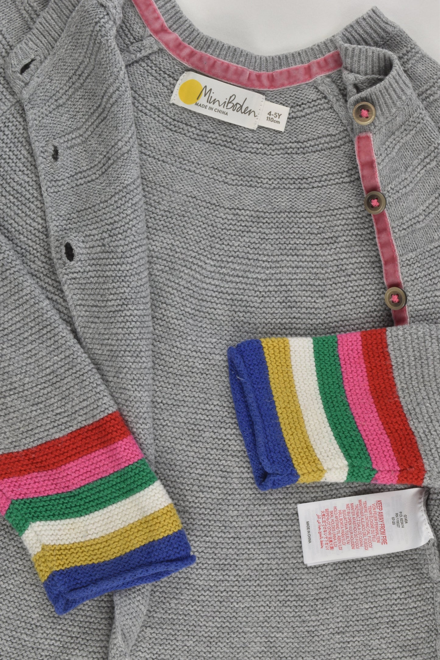 Mini Boden Size 4-5 Cotton/Cashmere Rainbow Stripes Cardigan