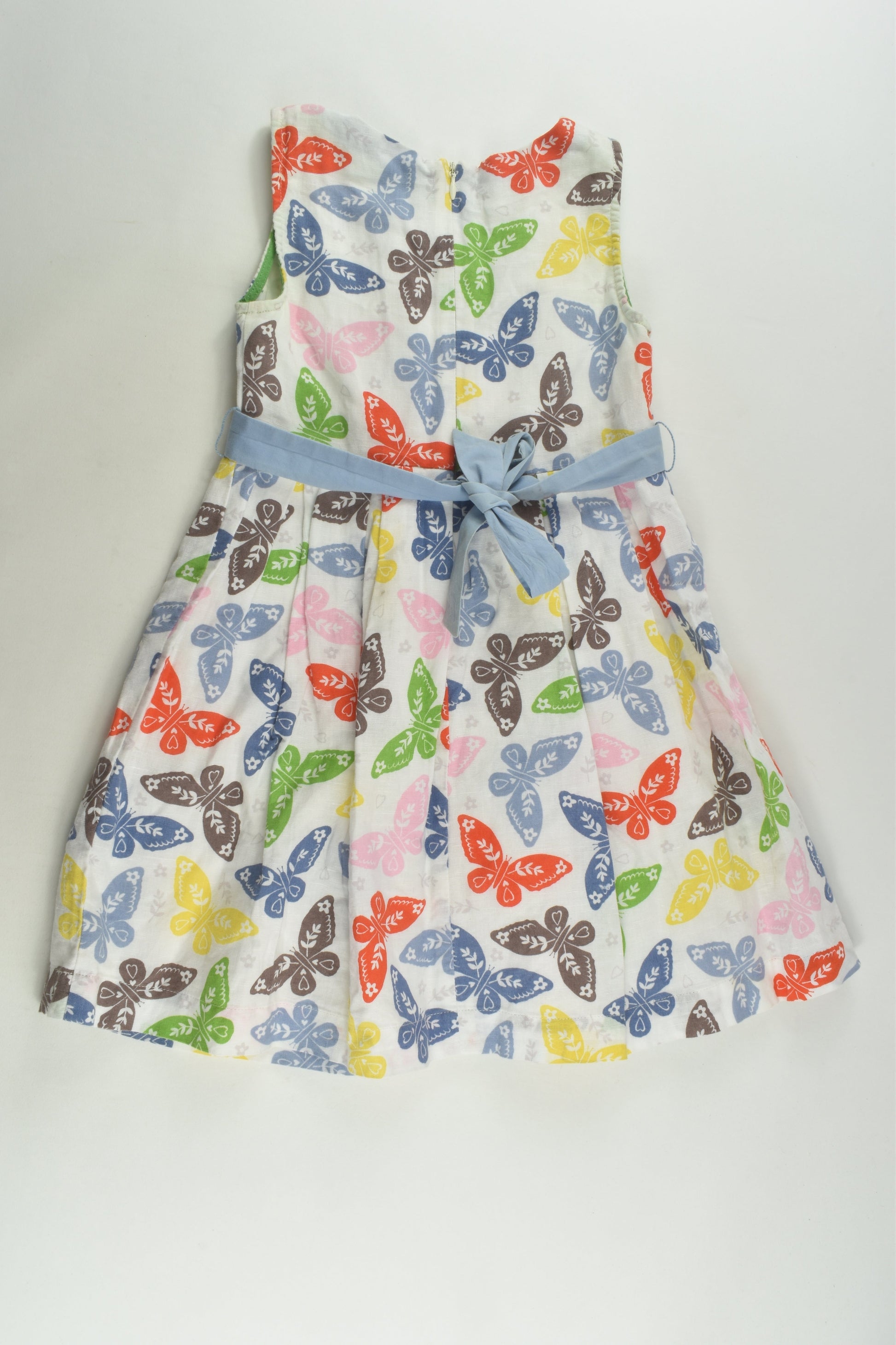 Mini Boden Size 4-5 Lined Linen Blend Butterflies Dress