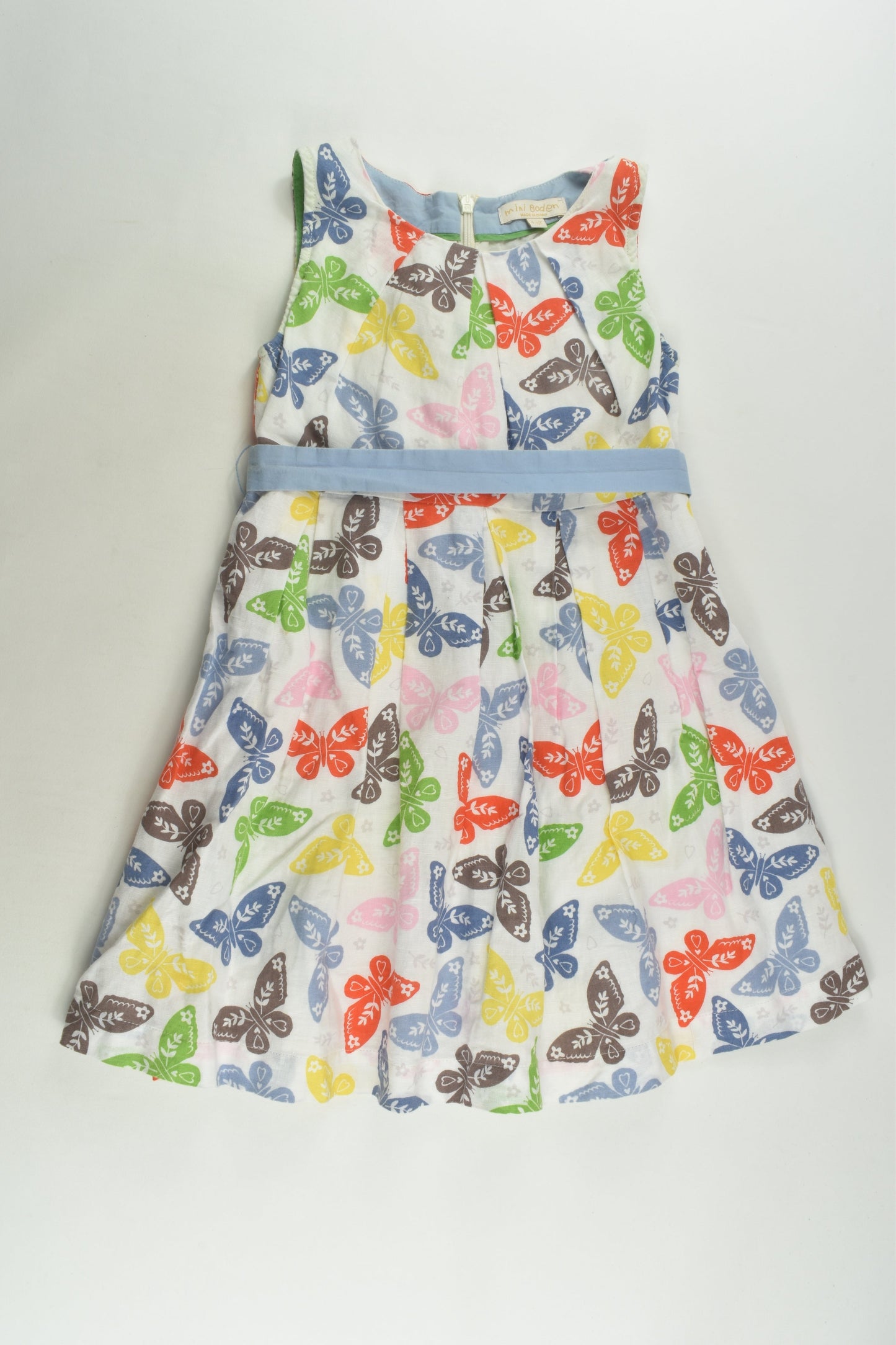 Mini Boden Size 4-5 Lined Linen Blend Butterflies Dress