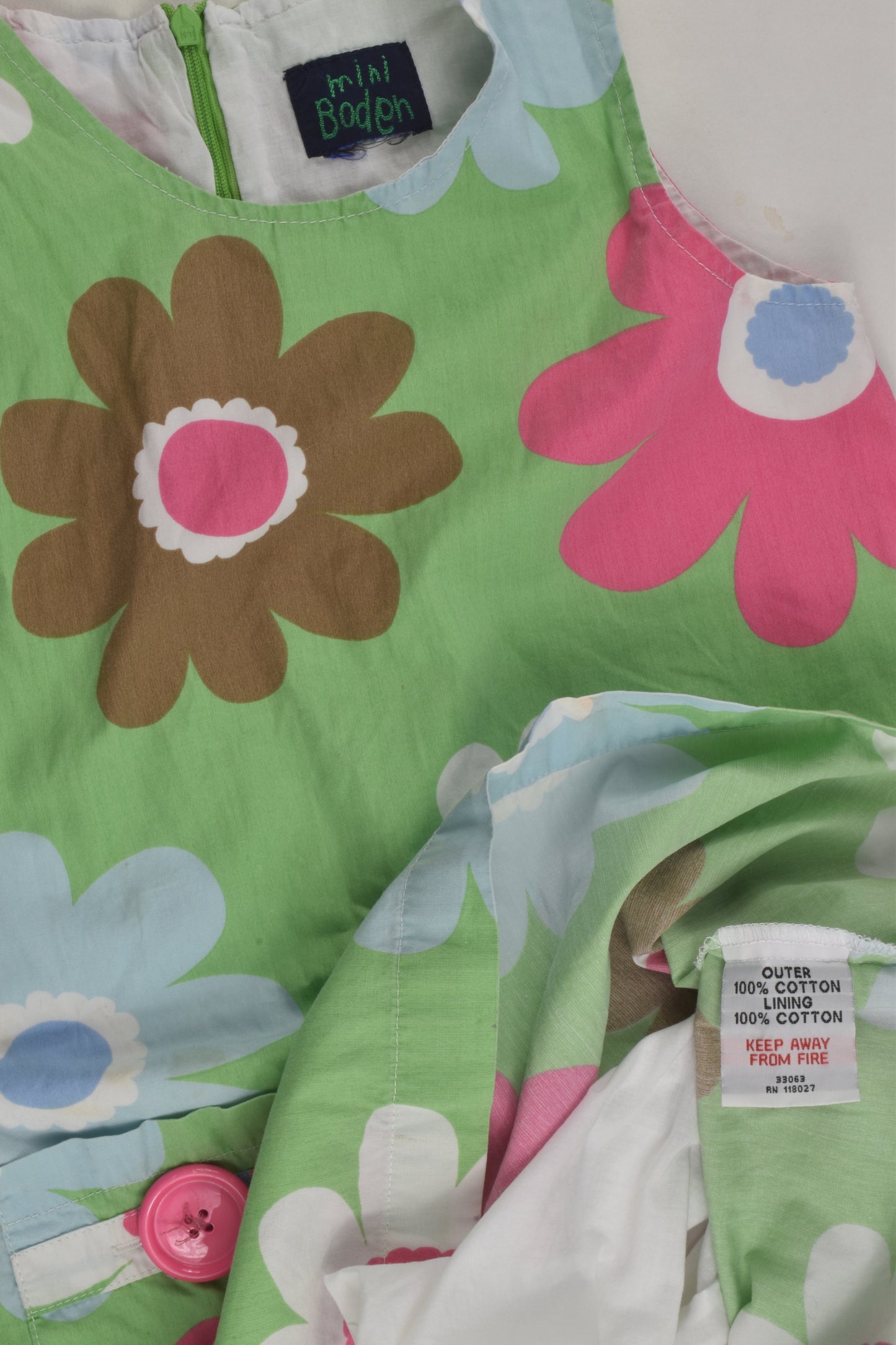 Mini Boden Size 5-6 Lined Retro Flowers Dress