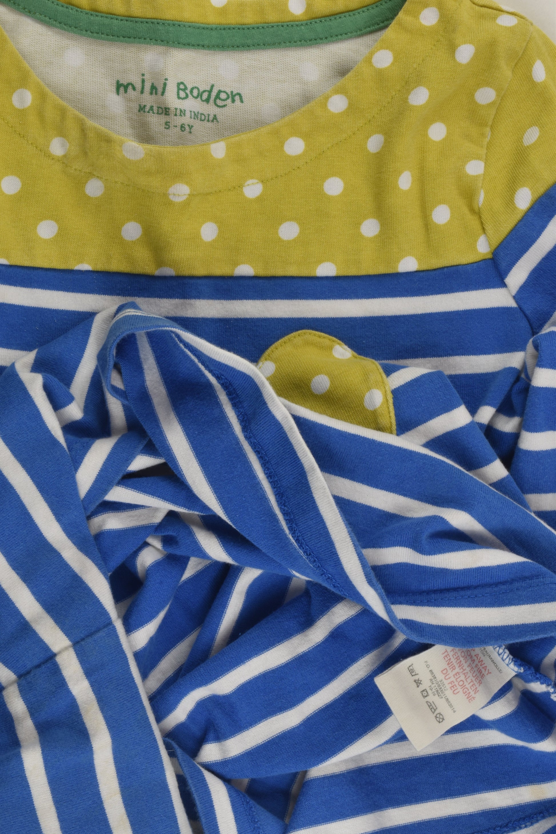 Mini Boden Size 5-6 Stripes and Love Hearts Dress