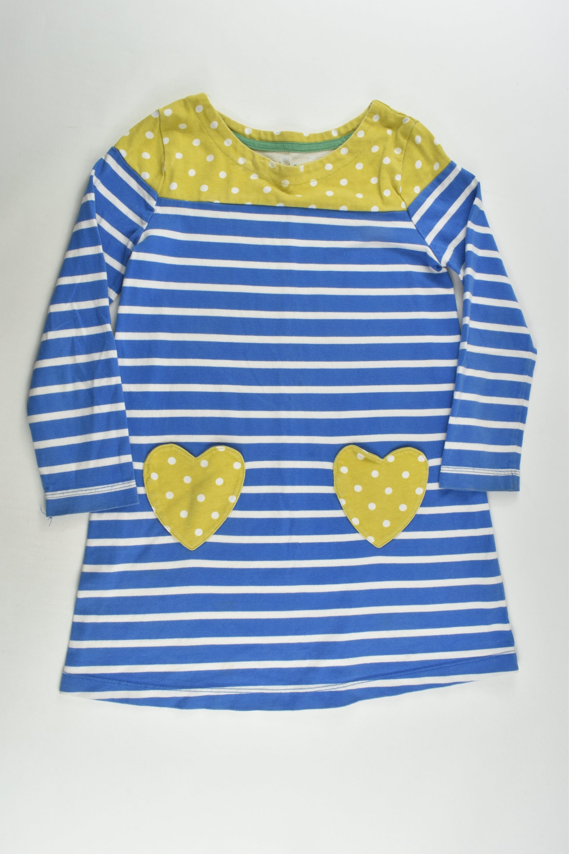 Mini Boden Size 5-6 Stripes and Love Hearts Dress