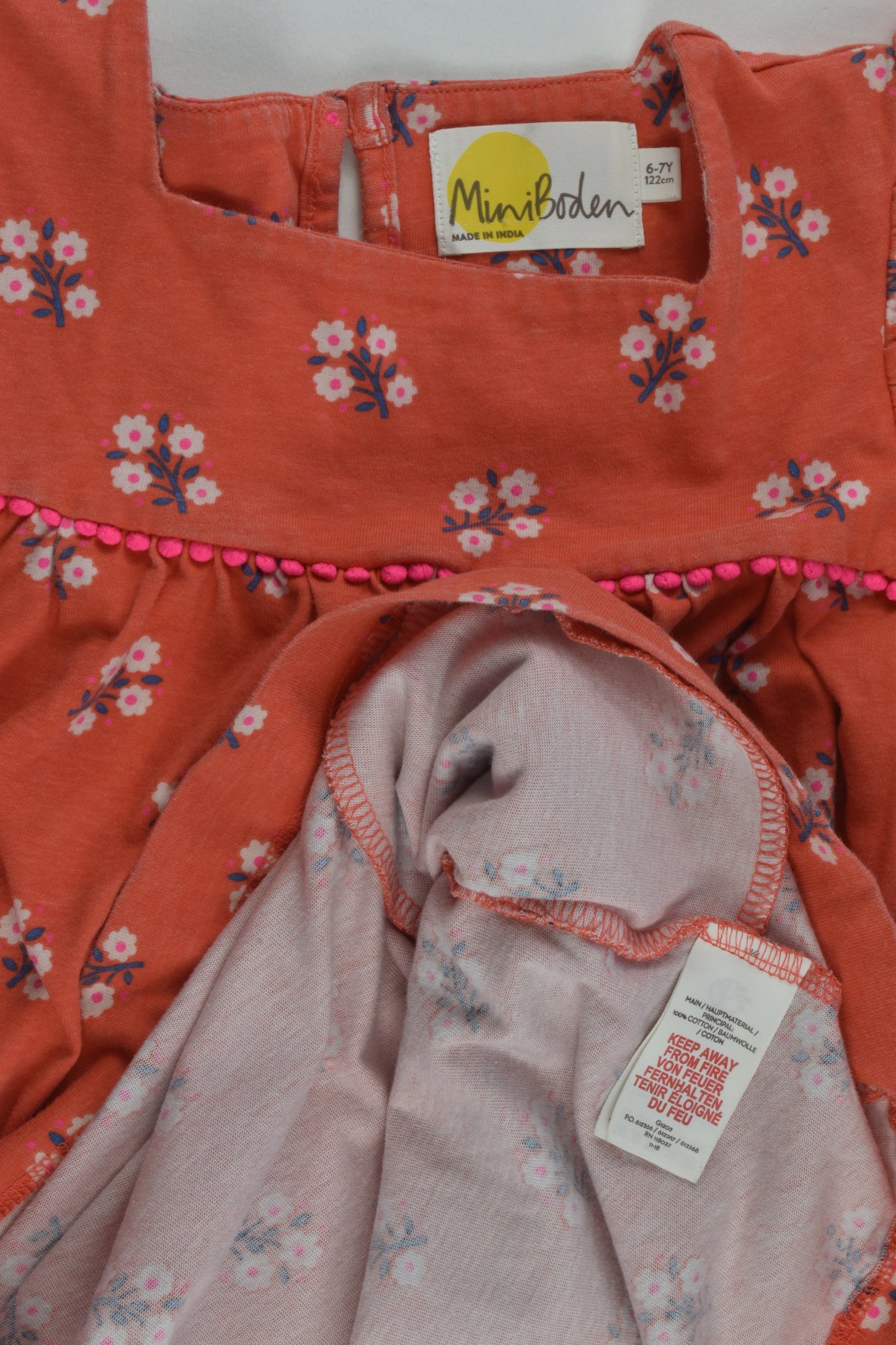 Mini Boden Size 6-7 (122 cm) Floral Dress
