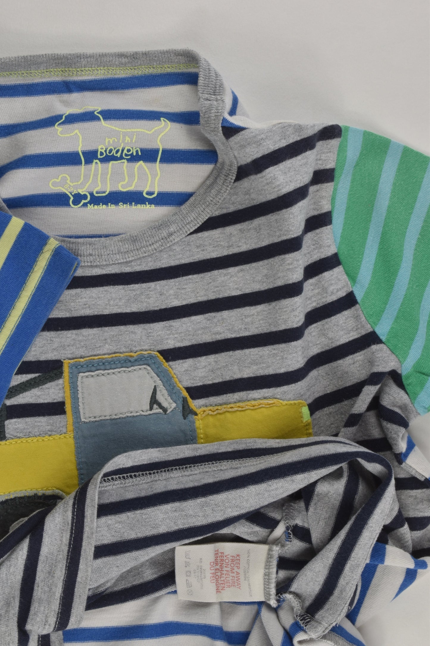 Mini Boden Size 6-7 Striped Car T-shirt
