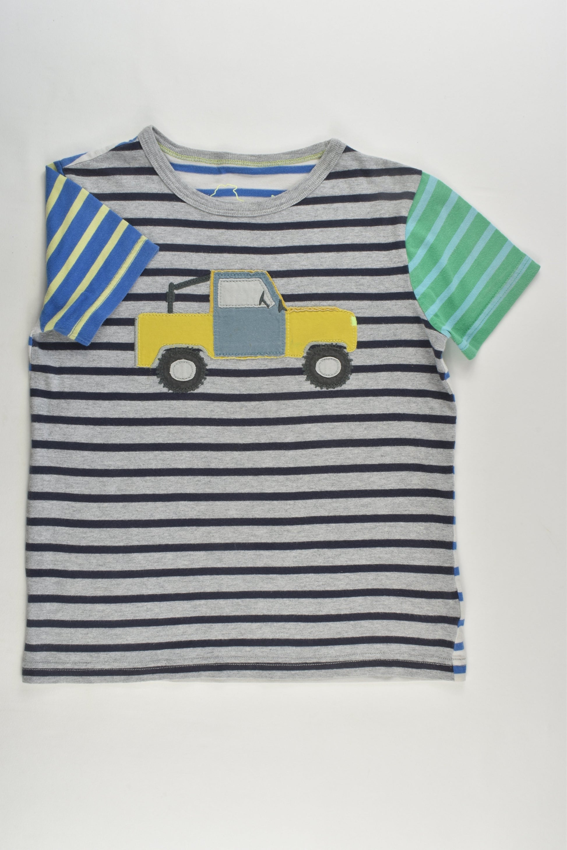 Mini Boden Size 6-7 Striped Car T-shirt