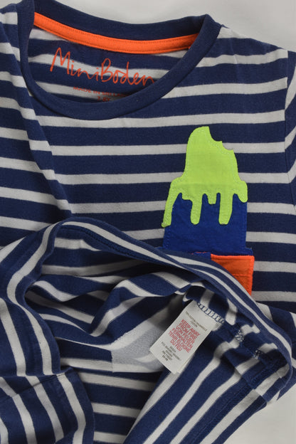 Mini Boden Size 7-8 (128 cm) Striped Ice Cream Pocket T-shirt