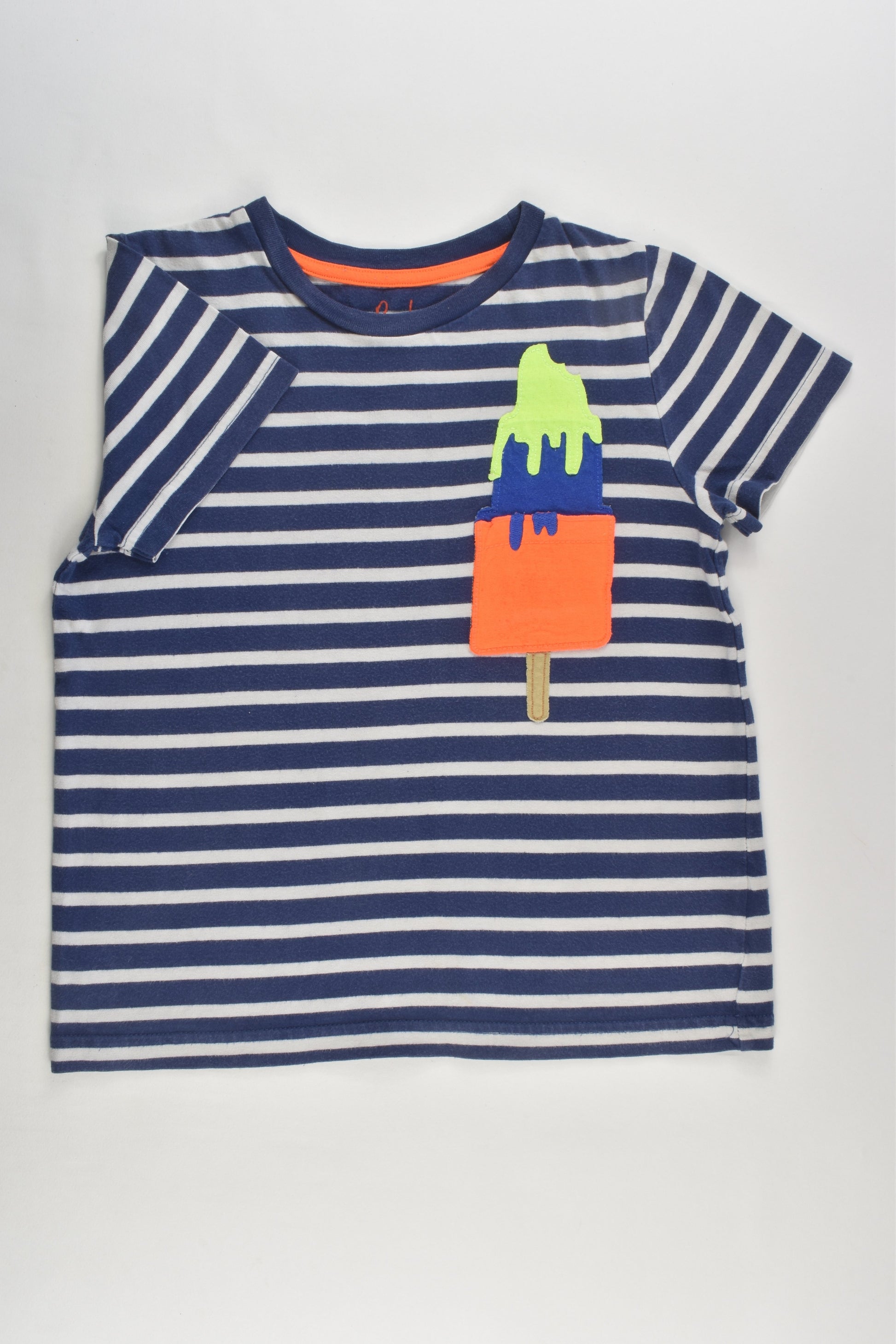 Mini Boden Size 7-8 (128 cm) Striped Ice Cream Pocket T-shirt