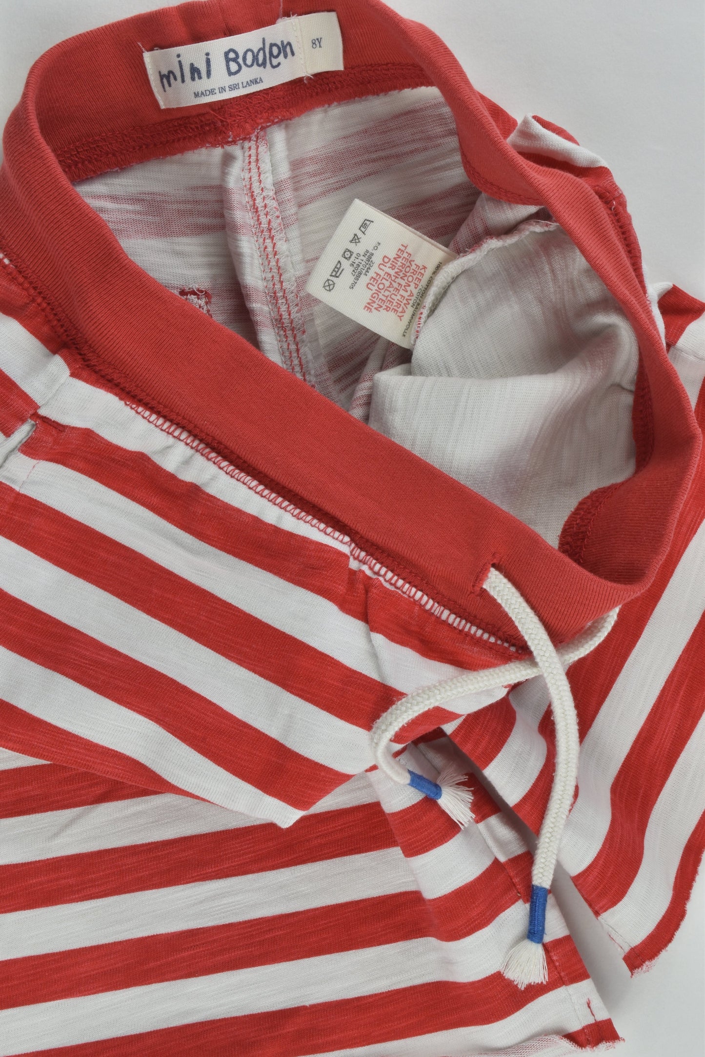 Mini Boden Size 8 Lightweight Red Stripes Shorts
