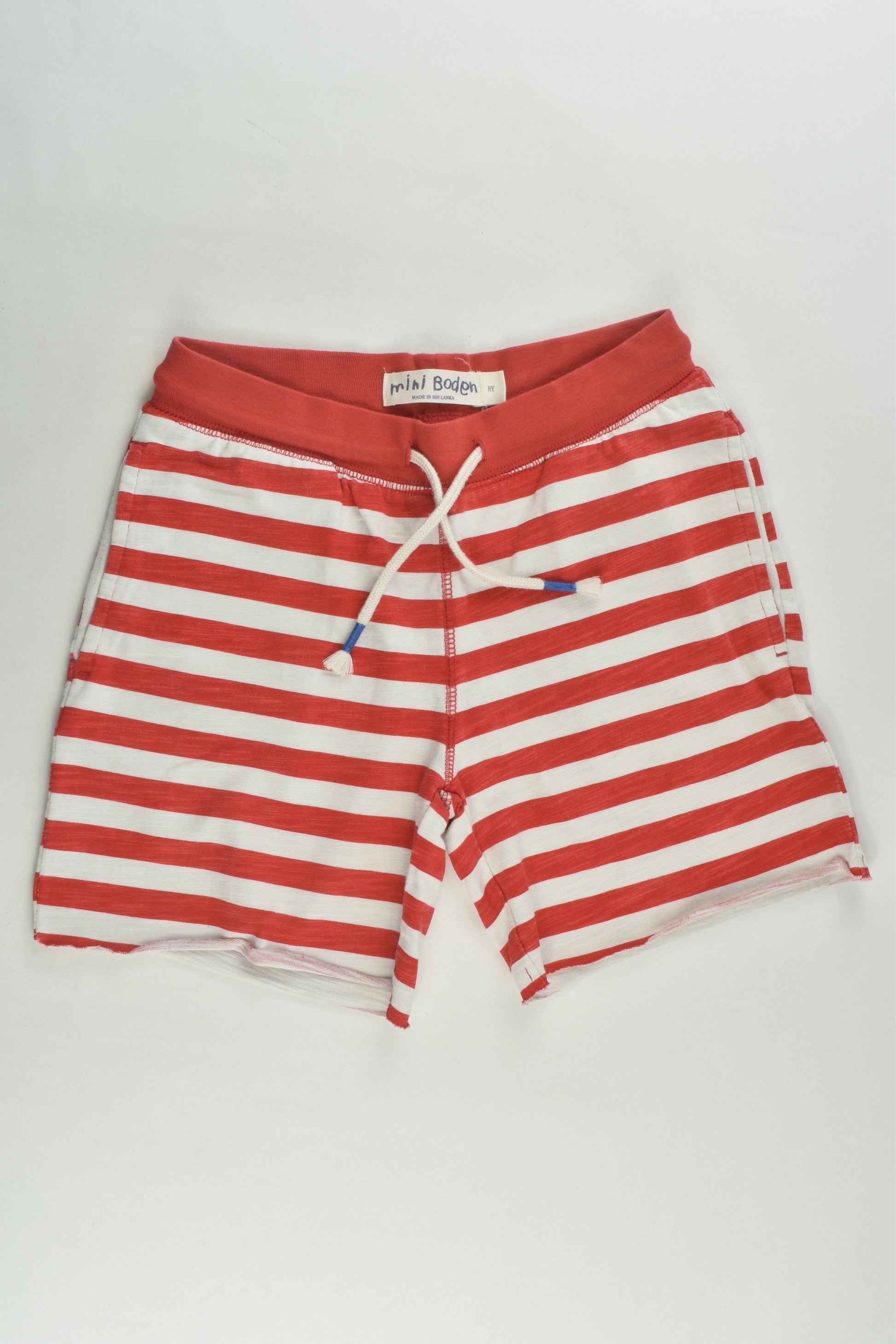 Mini Boden Size 8 Lightweight Red Stripes Shorts