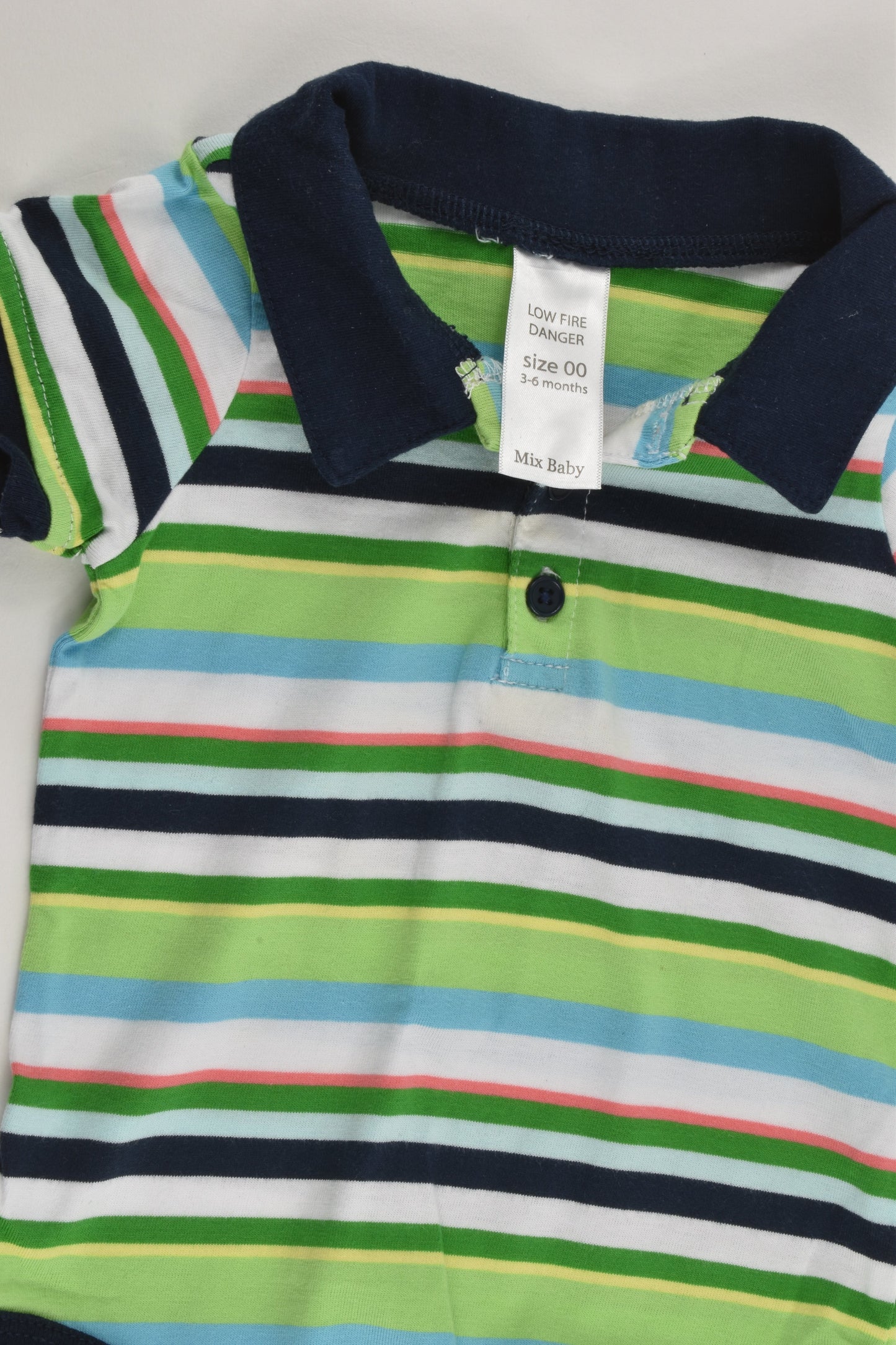 Mix Baby Size 00 (3-6 months, 68 cm) Striped Collared Bodysuit