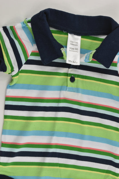 Mix Baby Size 00 (3-6 months, 68 cm) Striped Collared Bodysuit