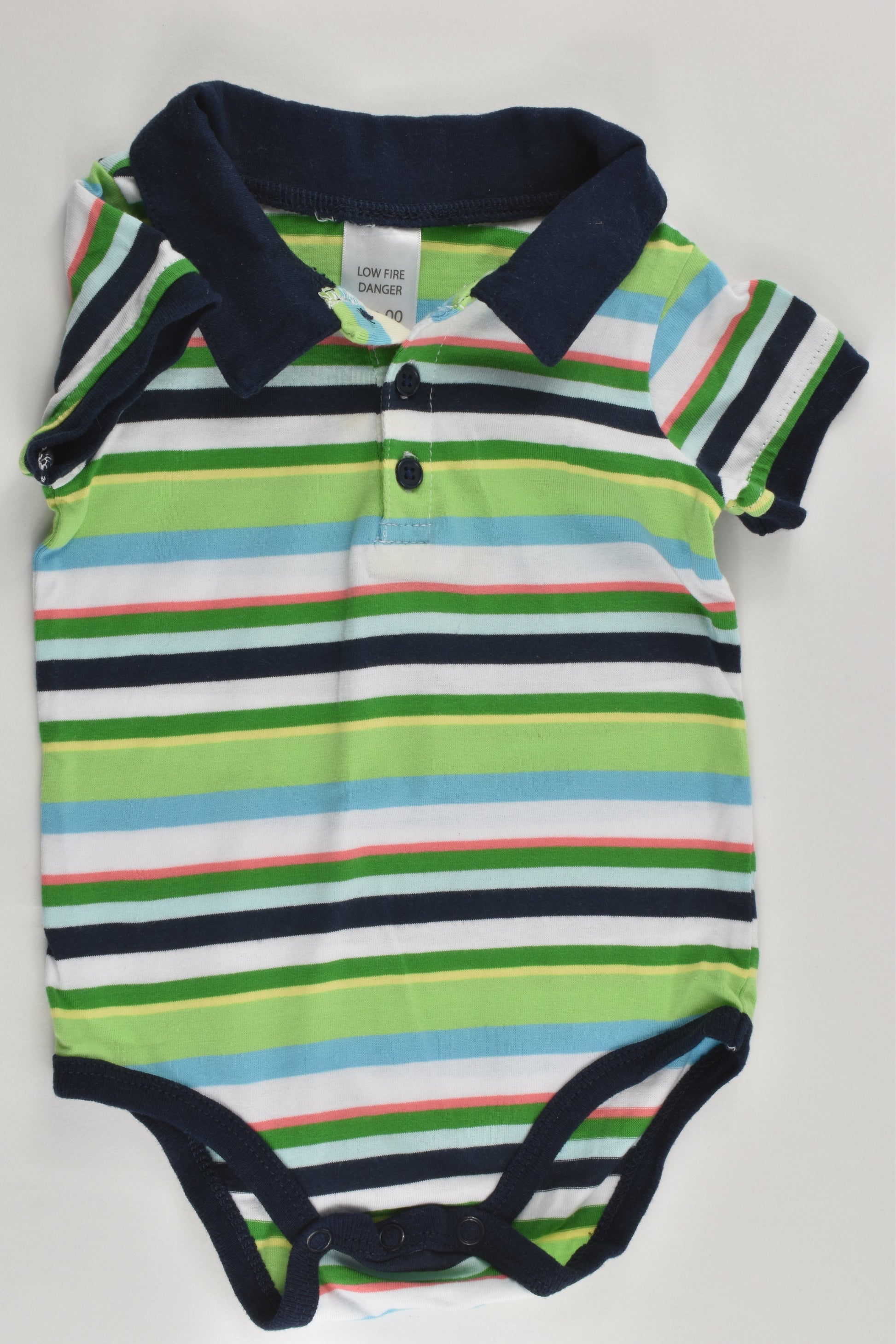 Mix Baby Size 00 (3-6 months, 68 cm) Striped Collared Bodysuit