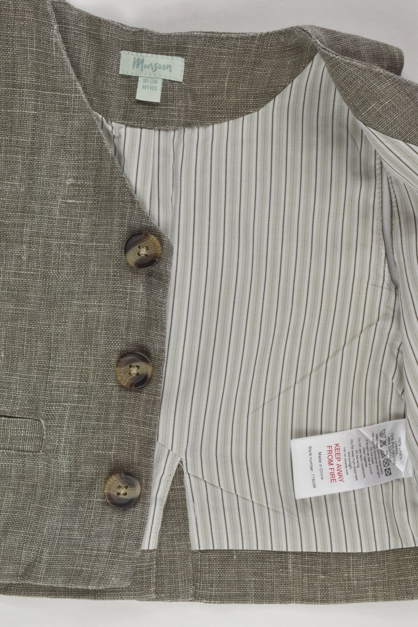 Monsoon Size 2 (18-24 months) Linen Vest