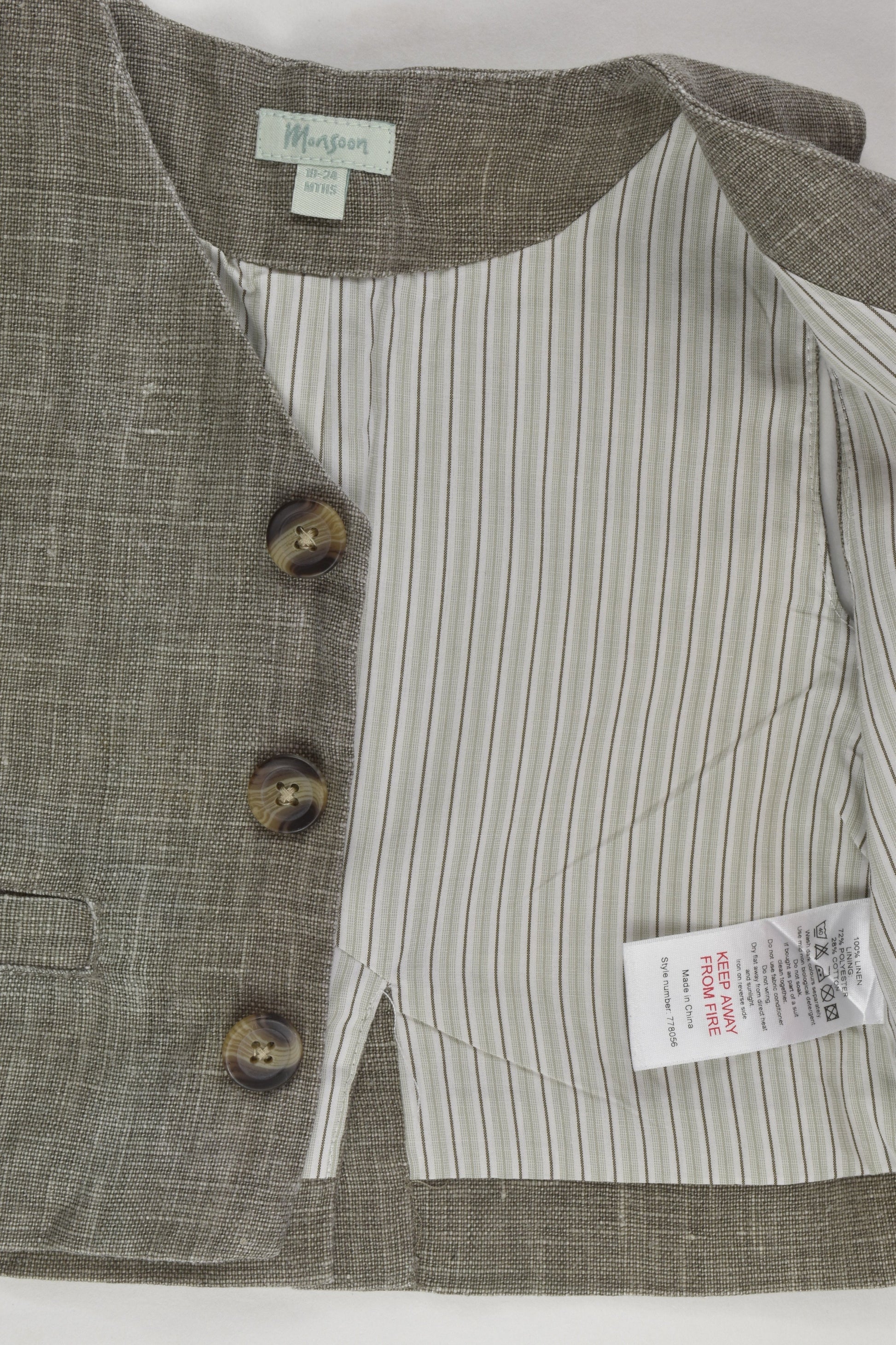 Monsoon Size 2 (18-24 months) Linen Vest