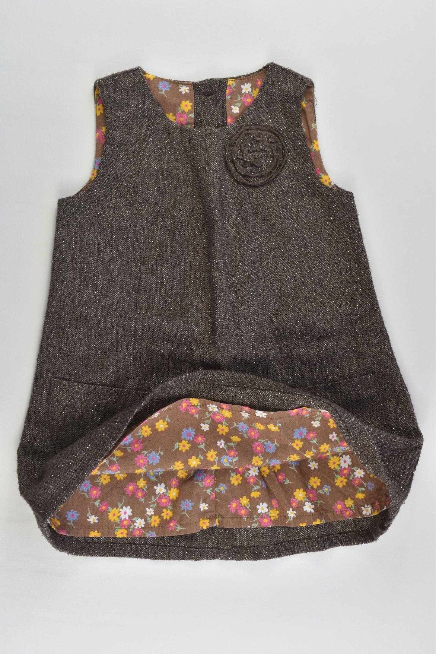 Mothercare Size 0 (6-9 months) Winter Dress with Floral Lining