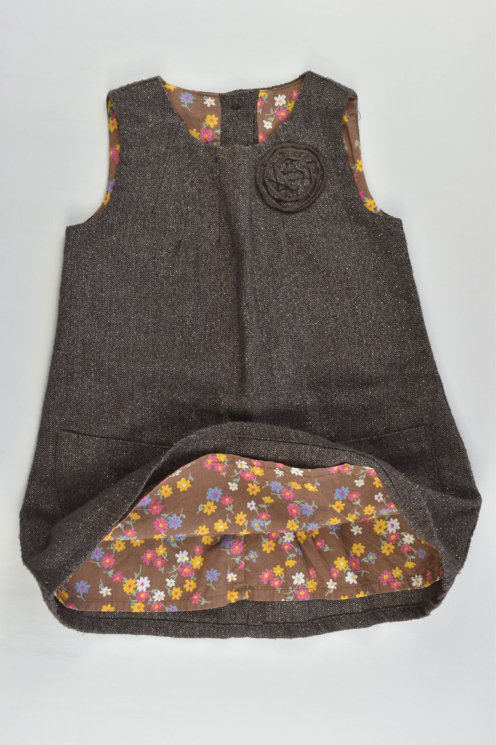 Mothercare Size 0 (6-9 months) Winter Dress with Floral Lining