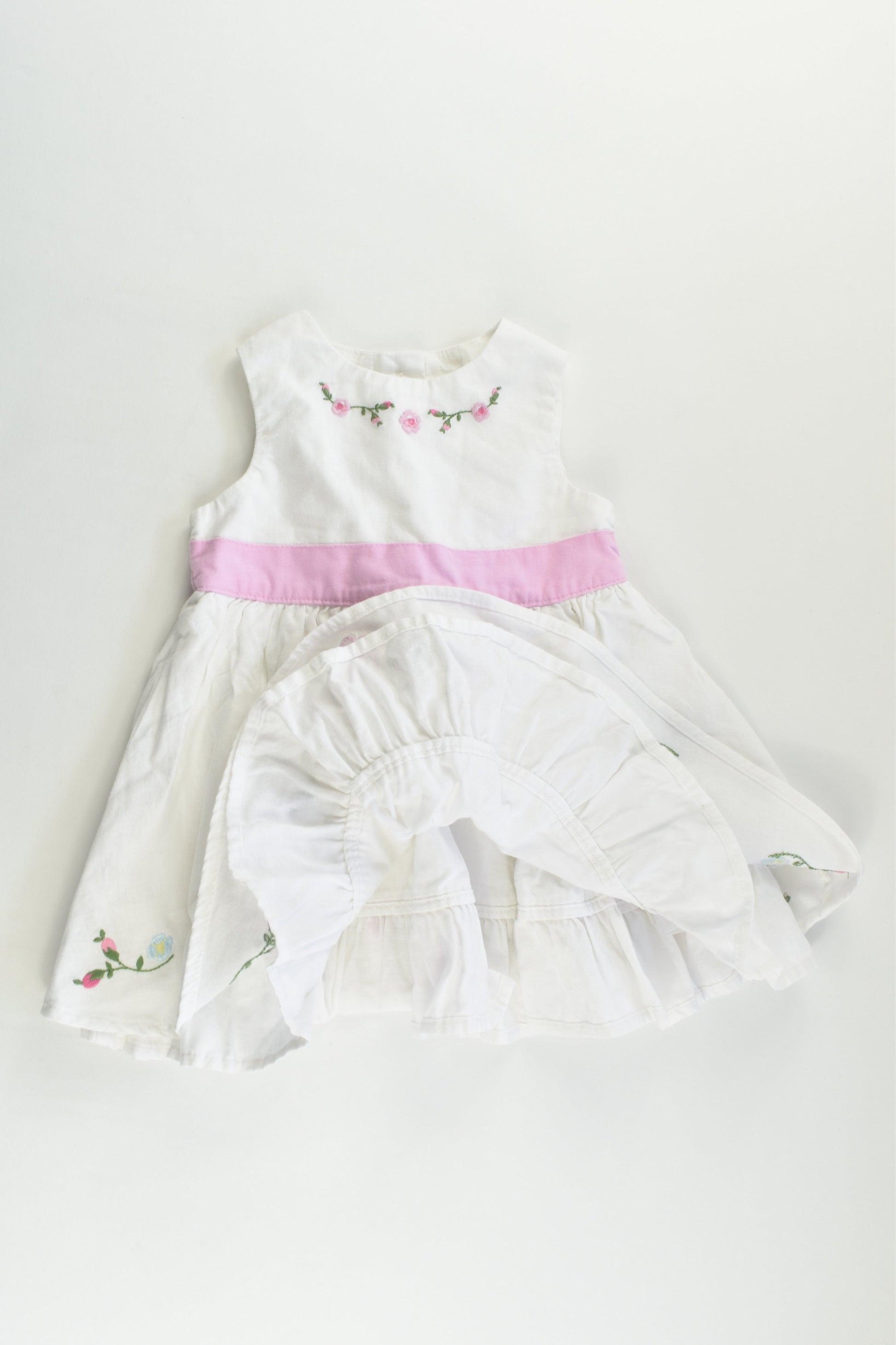 Mothercare Size 00 (3-6 months) Linen/Cotton Lined Dress and Bloomers