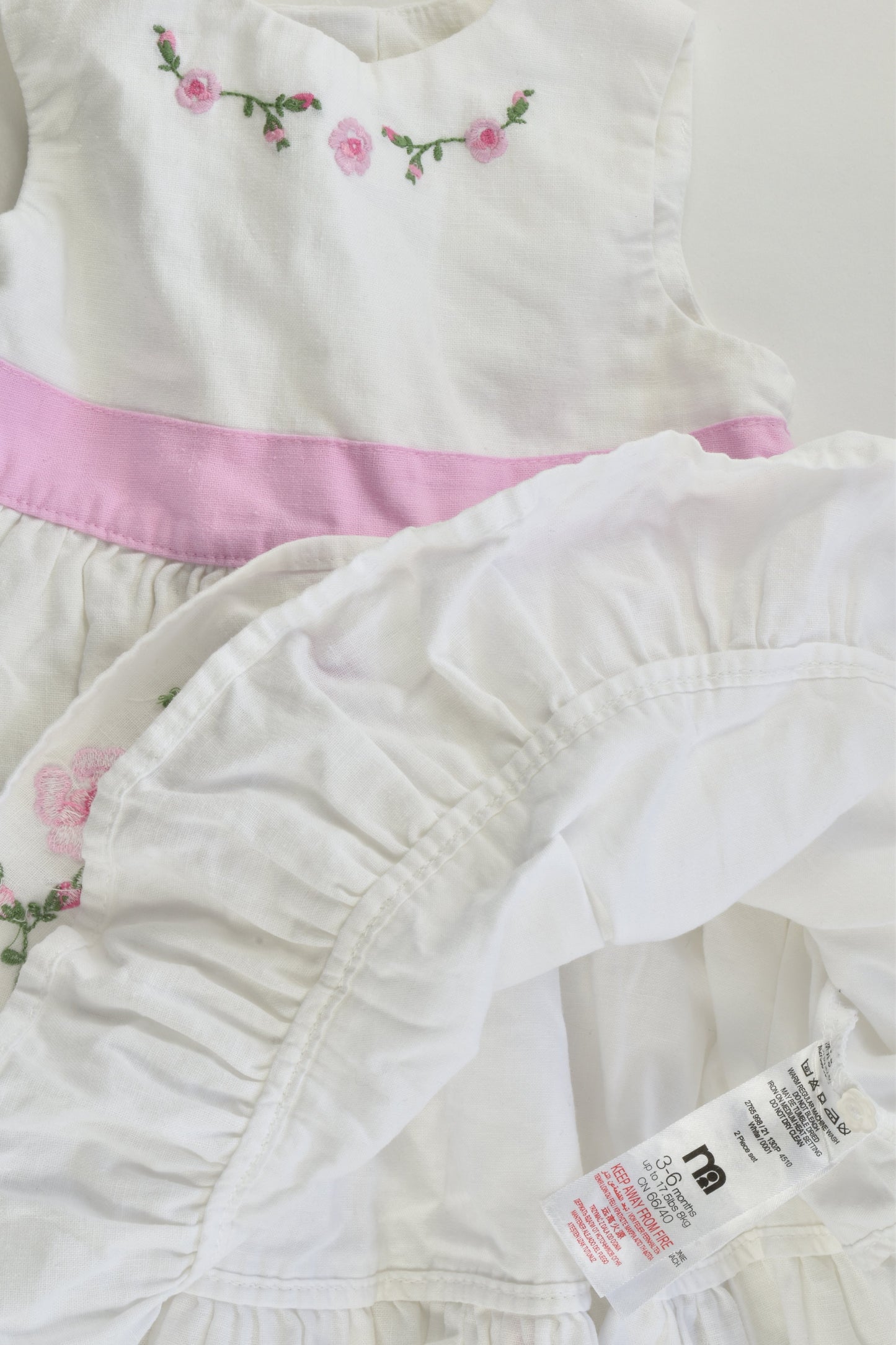 Mothercare Size 00 (3-6 months) Linen/Cotton Lined Dress and Bloomers