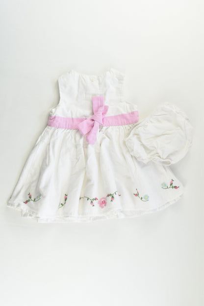 Mothercare Size 00 (3-6 months) Linen/Cotton Lined Dress and Bloomers