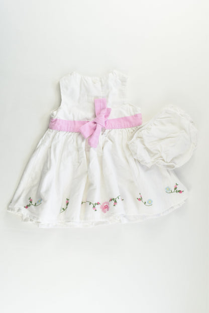 Mothercare Size 00 (3-6 months) Linen/Cotton Lined Dress and Bloomers