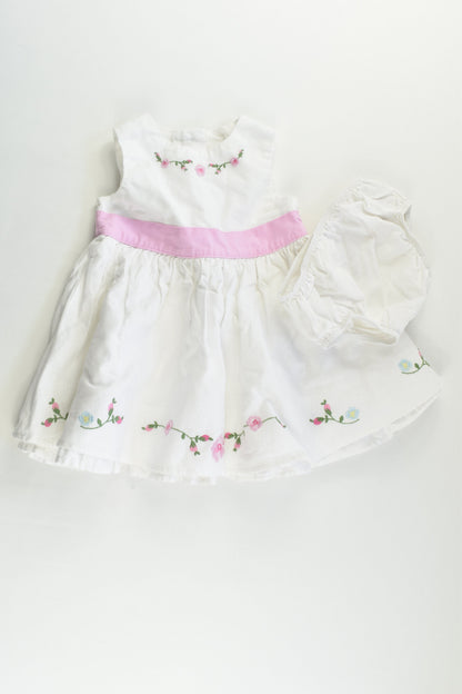 Mothercare Size 00 (3-6 months) Linen/Cotton Lined Dress and Bloomers