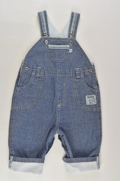 Mothercare Size 00 Lined Lightweight Bear Denim Overalls