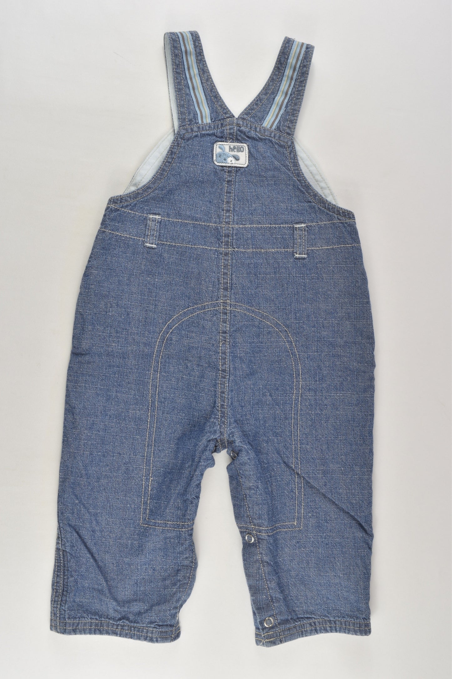 Mothercare Size 00 Lined Lightweight Bear Denim Overalls