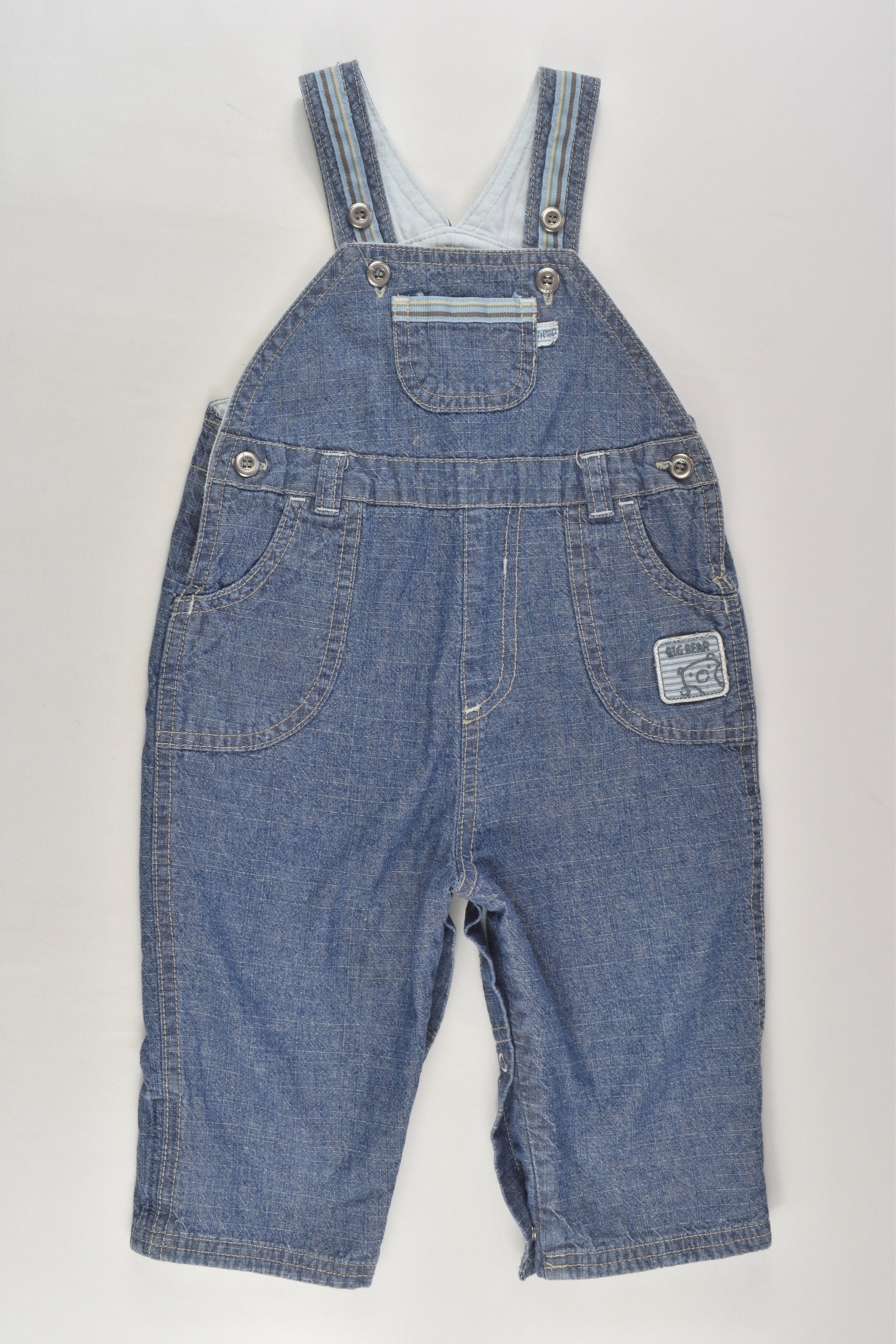 Mothercare Size 00 Lined Lightweight Bear Denim Overalls