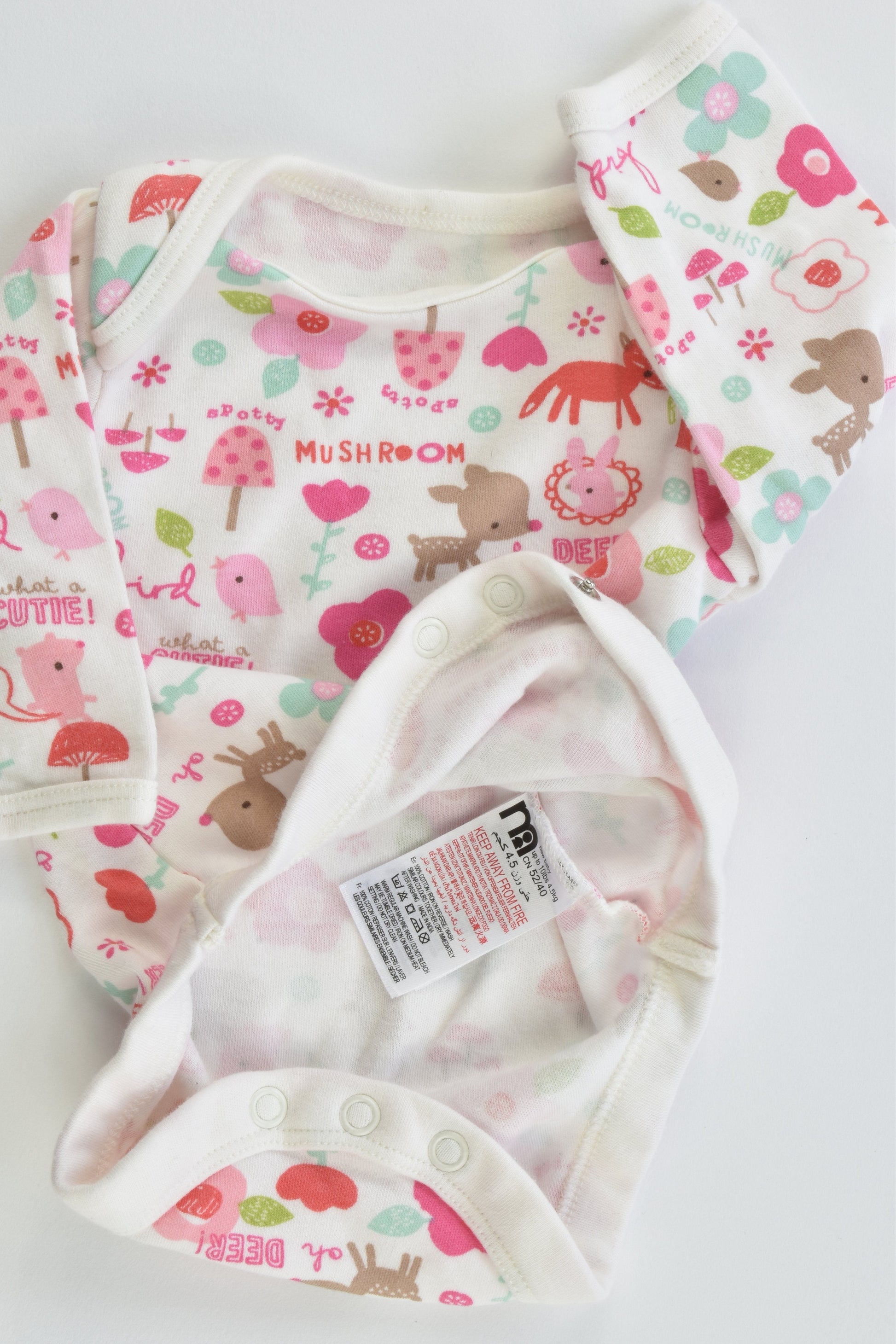 Mothercare Size 0000 (New Baby: Up to kg) Forest Bodysuit
