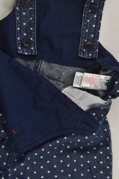 Mothercare Size 1 (12-18 months, 86 cm) Lightweight Polka Dots Denim Short Overalls