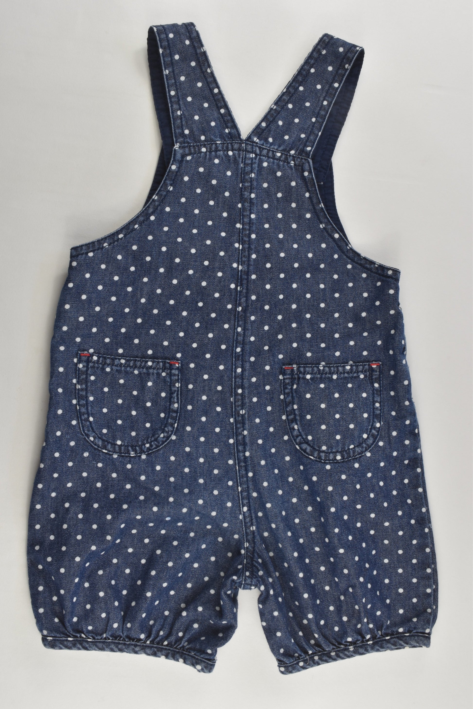 Mothercare Size 1 (12-18 months, 86 cm) Lightweight Polka Dots Denim Short Overalls