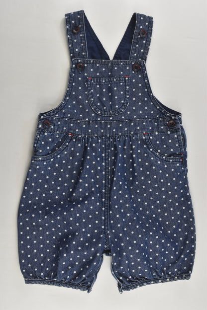 Mothercare Size 1 (12-18 months, 86 cm) Lightweight Polka Dots Denim Short Overalls