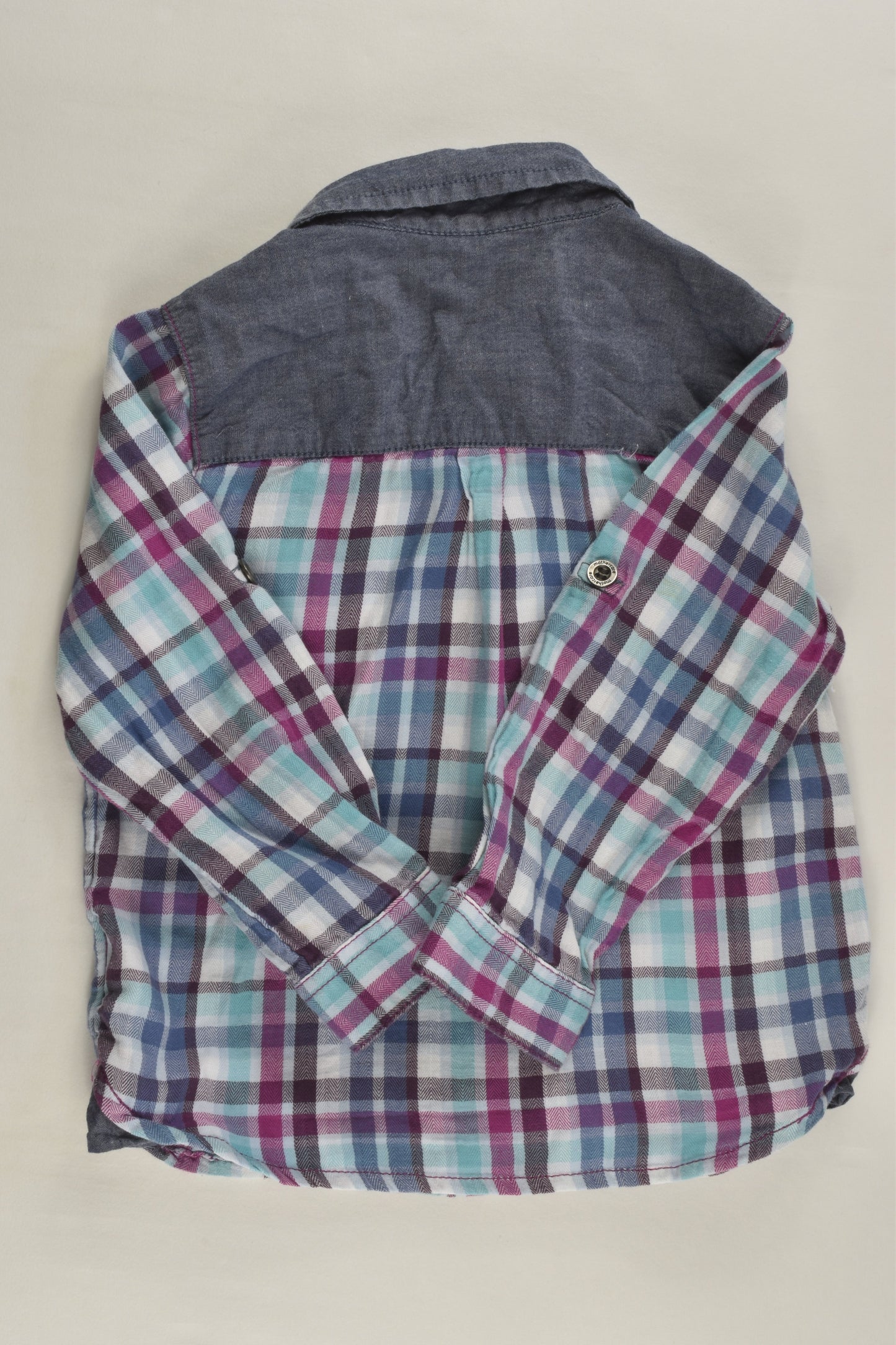 Mothercare Size 1 Checked Denim Detail Shirt