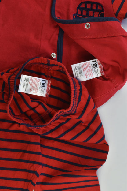 Mothercare Size 3-6 months (00) Red/Striped Bus Set