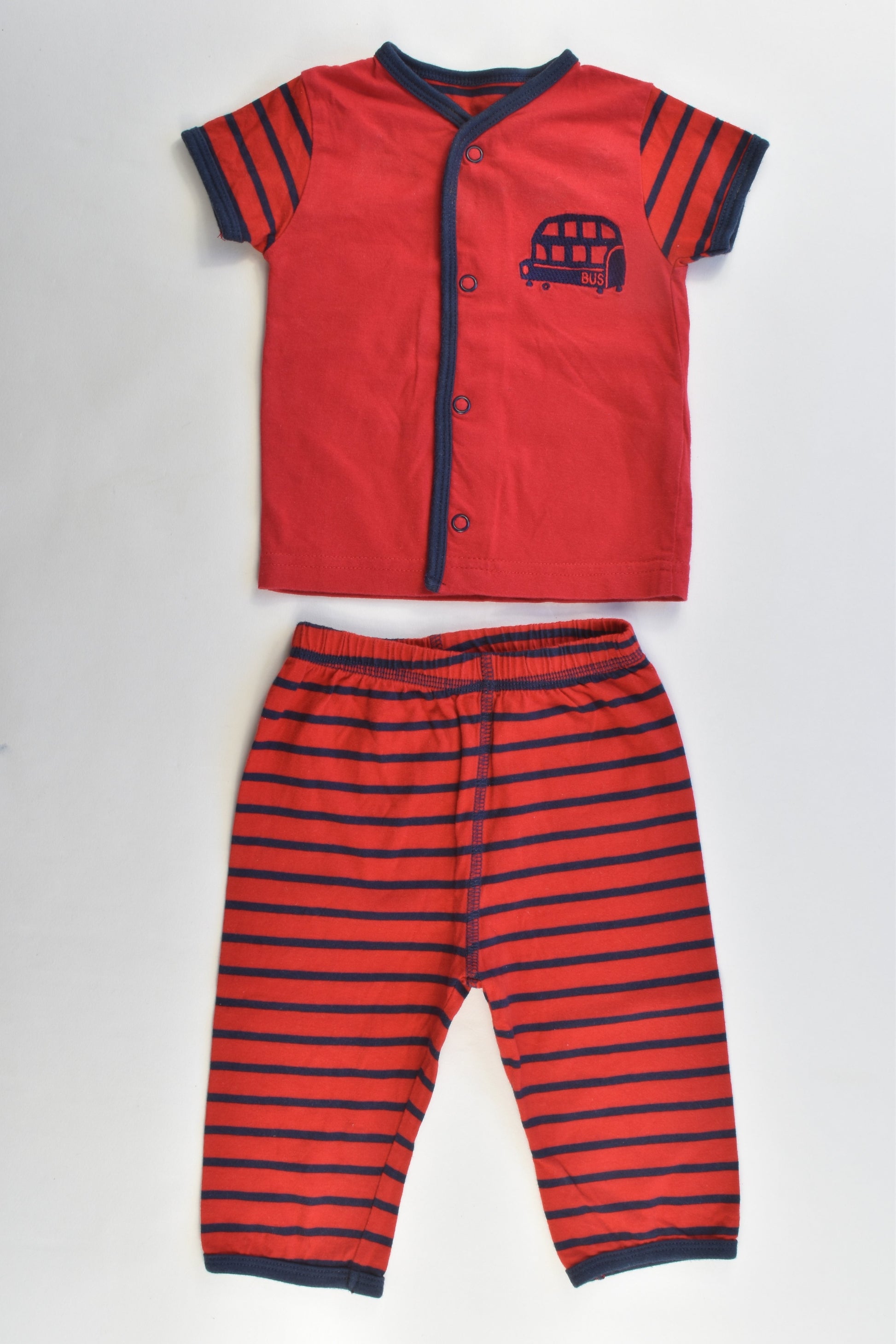Mothercare Size 3-6 months (00) Red/Striped Bus Set