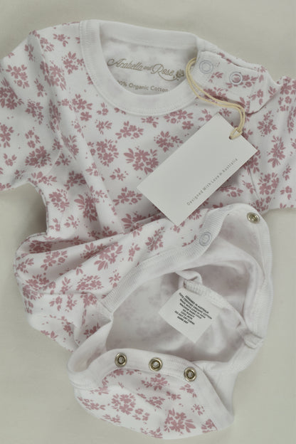 NEW Arabella and Rose Size 00 Organic Floral Bodysuit