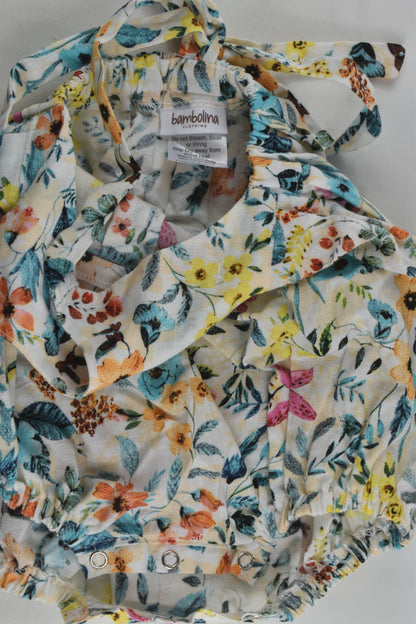 NEW Bambolina Clothing Size 0 Floral Linen/Cotton Romper