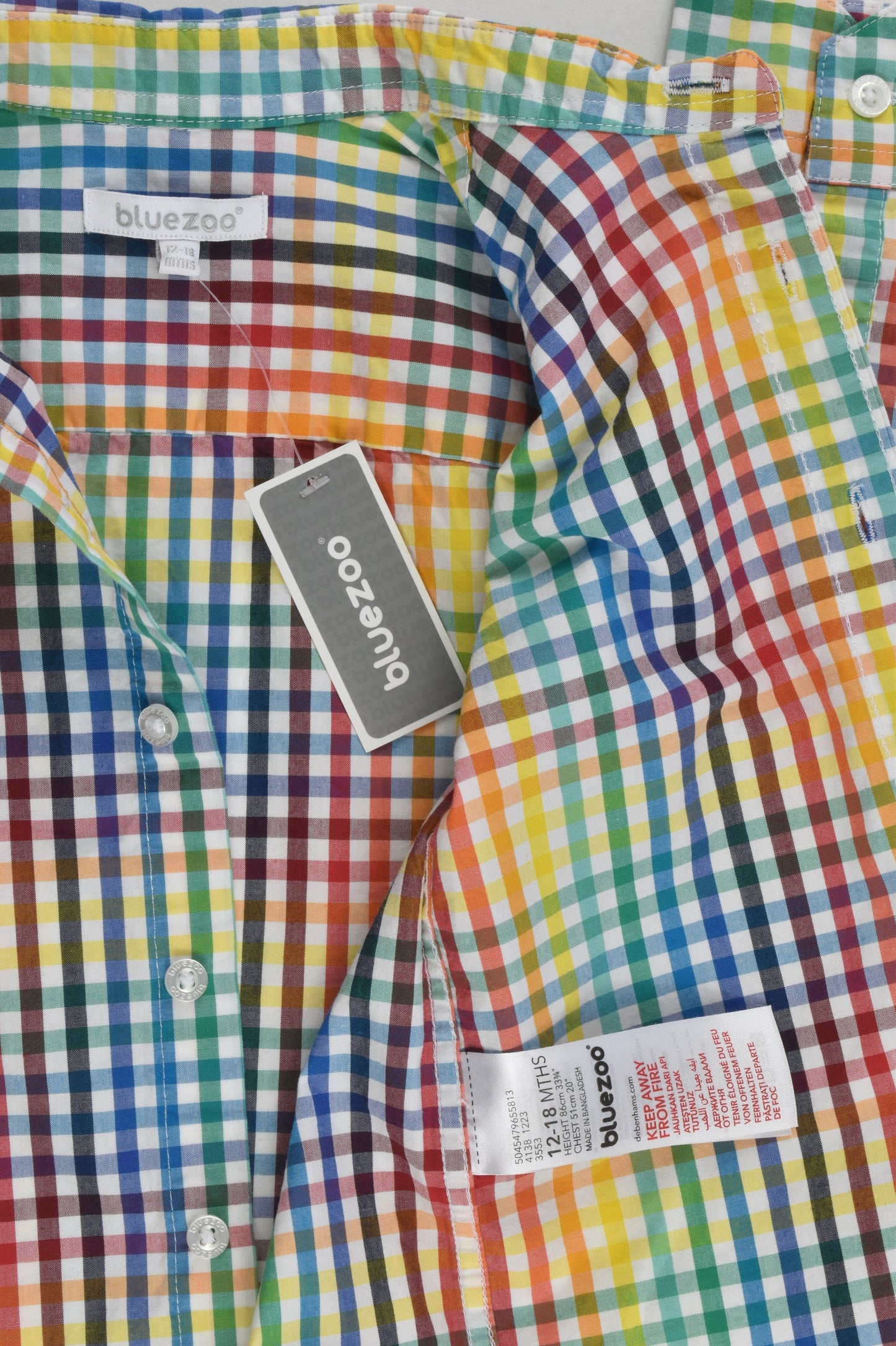 NEW Bluezoo Size 1 Checked Rainbow Colours Shirt