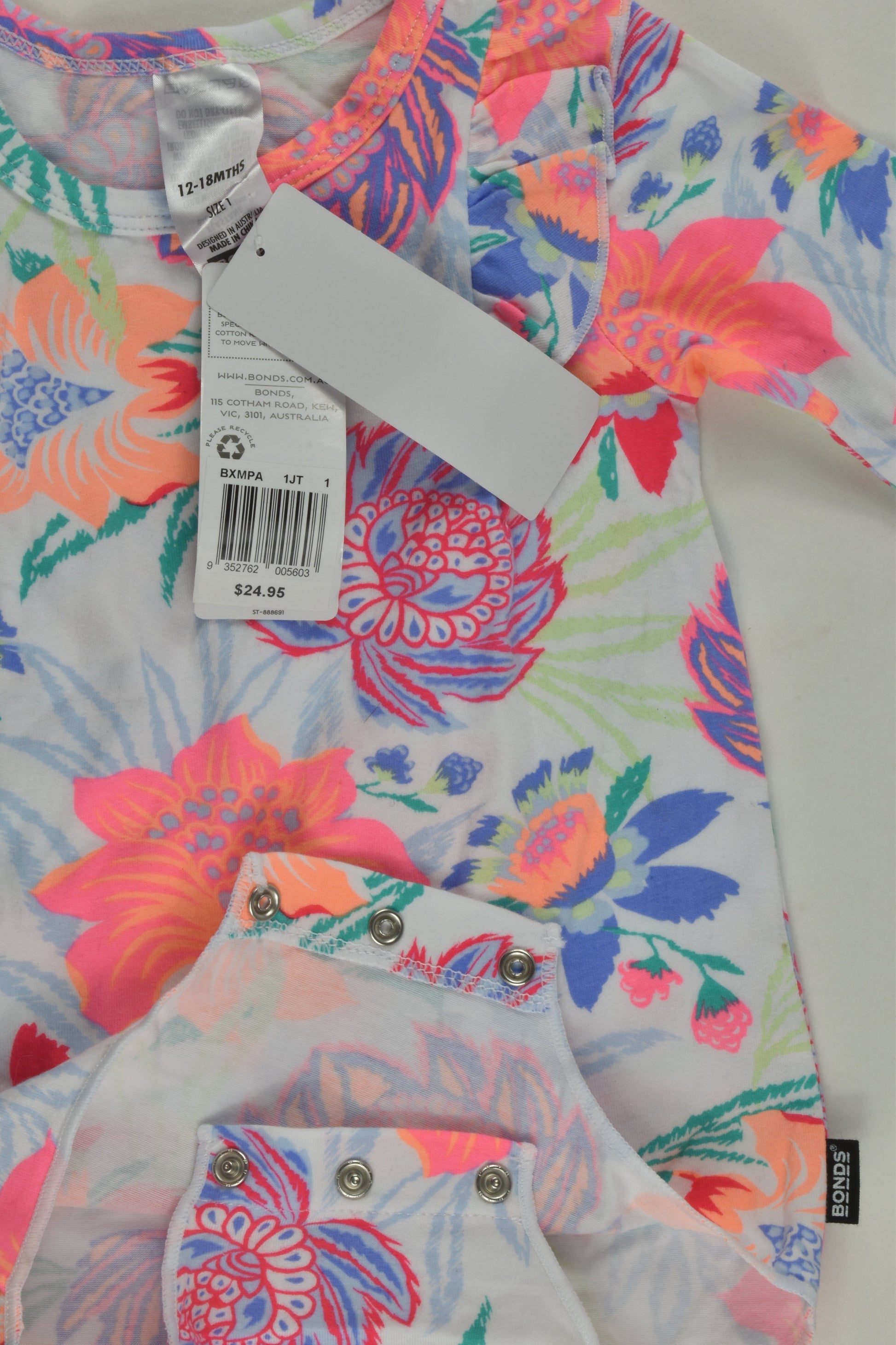 NEW Bonds Size 1 Floral Ruffle Bodysuit