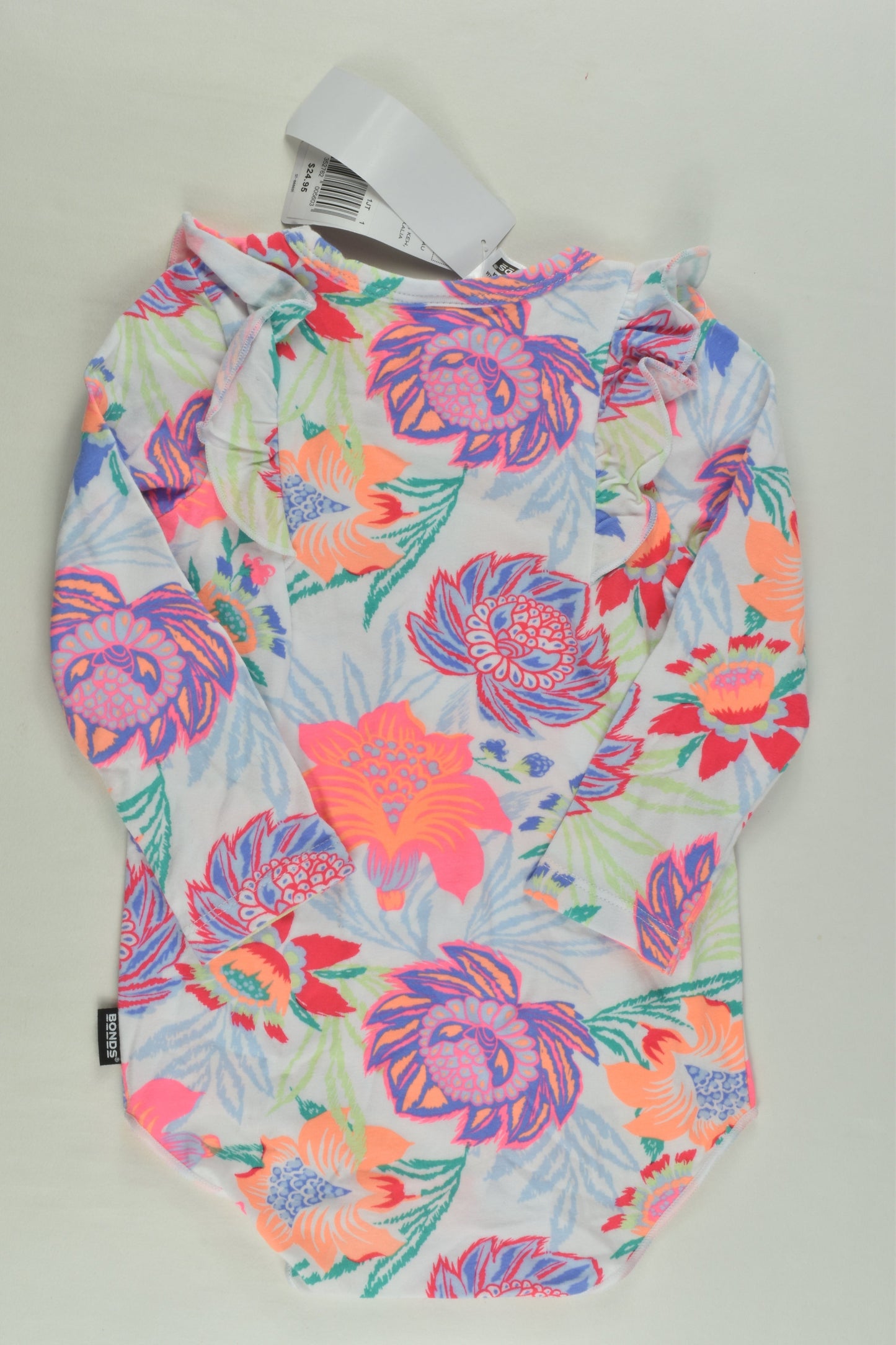 NEW Bonds Size 1 Floral Ruffle Bodysuit