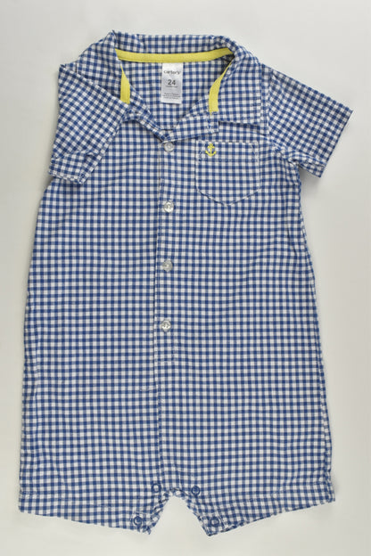NEW Carter's Size 1-2 (24 months) Checked Anchor Short Romper