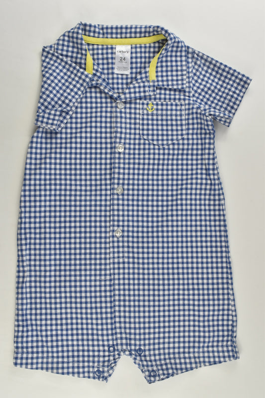 NEW Carter's Size 1-2 (24 months) Checked Anchor Short Romper
