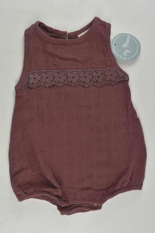 NEW City Mouse Size 0 Muslin Bubble Romper