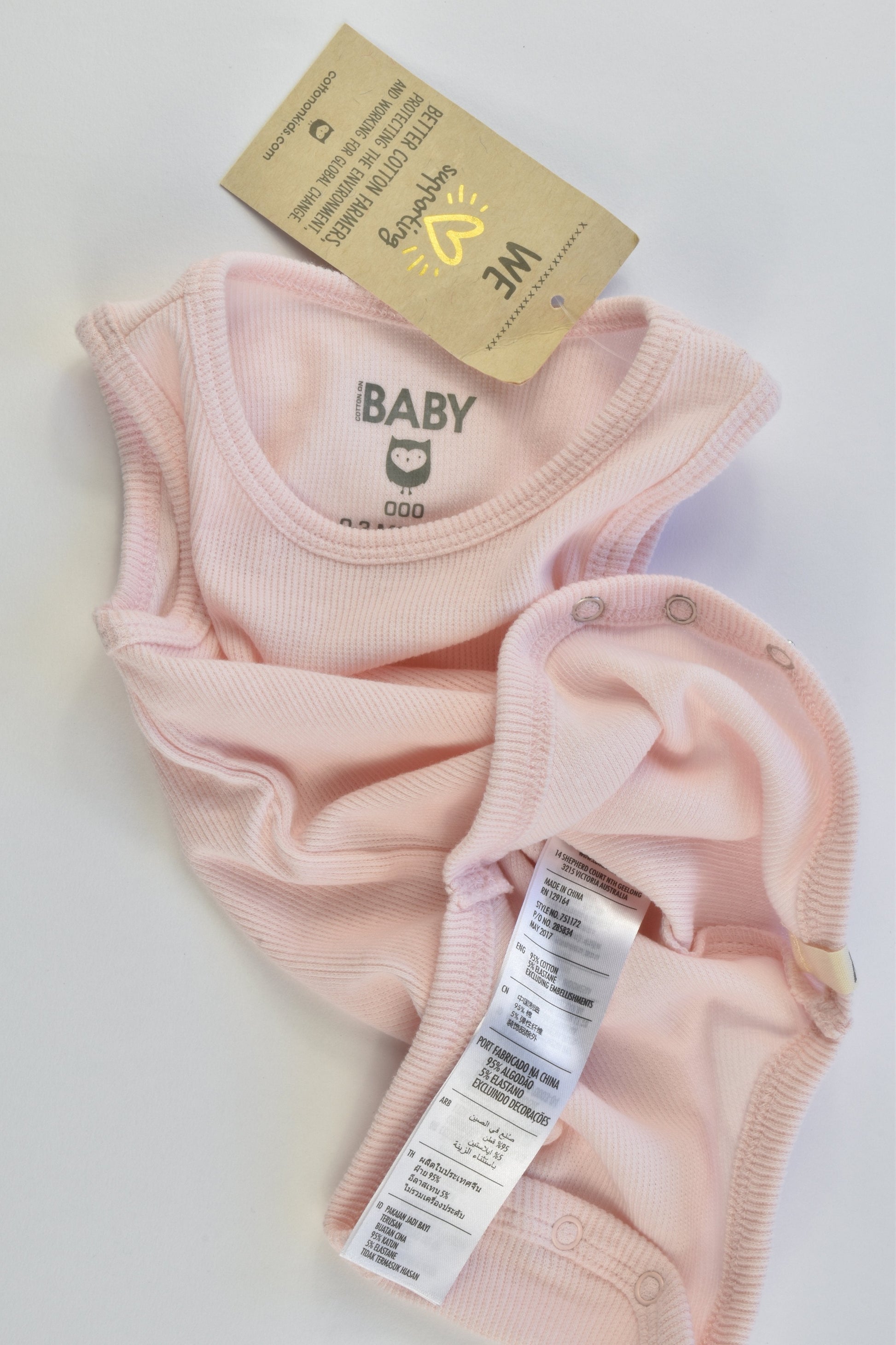 NEW Cotton On Baby Size 000 (0-3 months) Ribbed Sleeveless Bodysuit