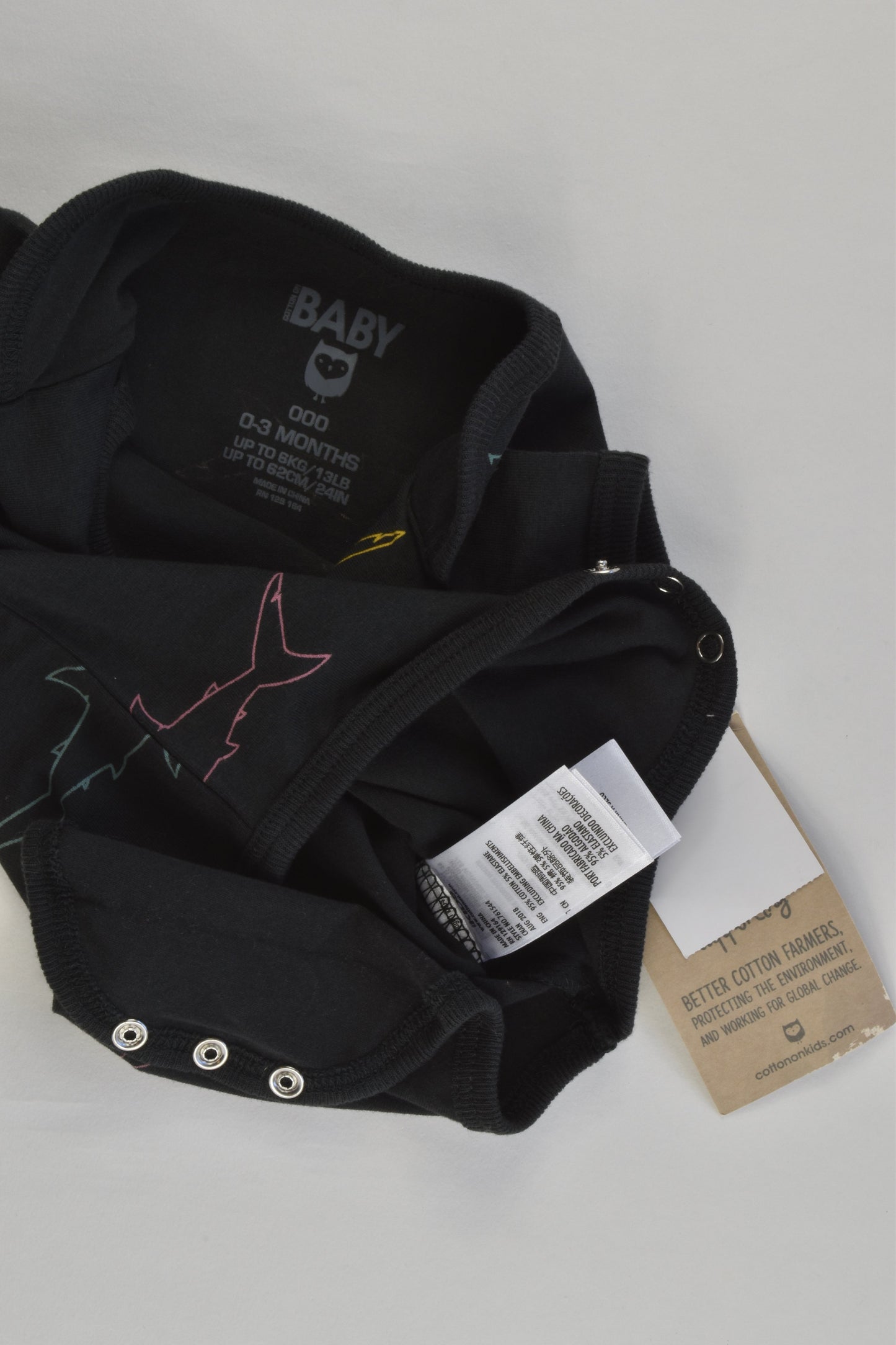 NEW Cotton On Baby Size 000 (0-3 months) Shark Bodysuit