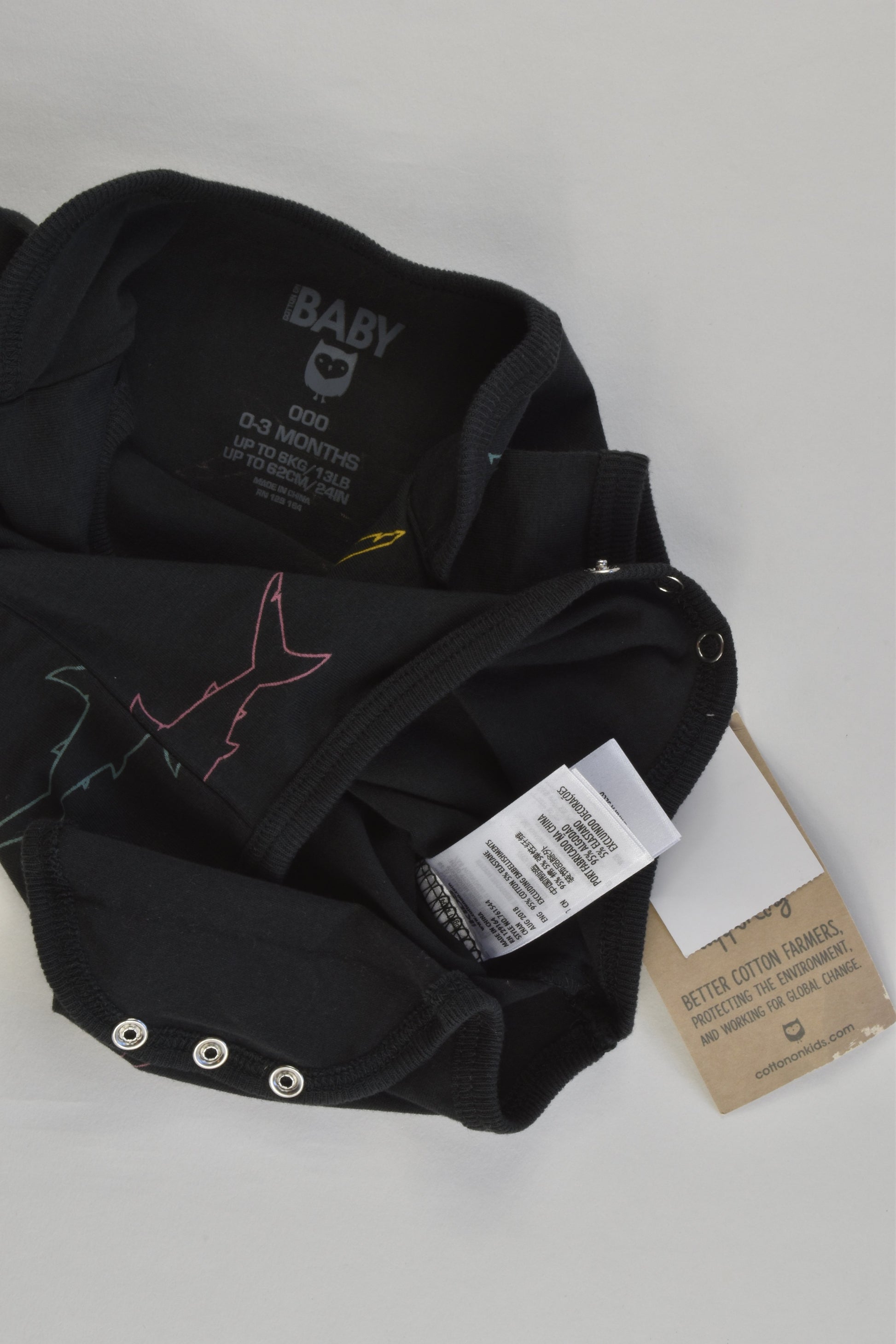 NEW Cotton On Baby Size 000 (0-3 months) Shark Bodysuit