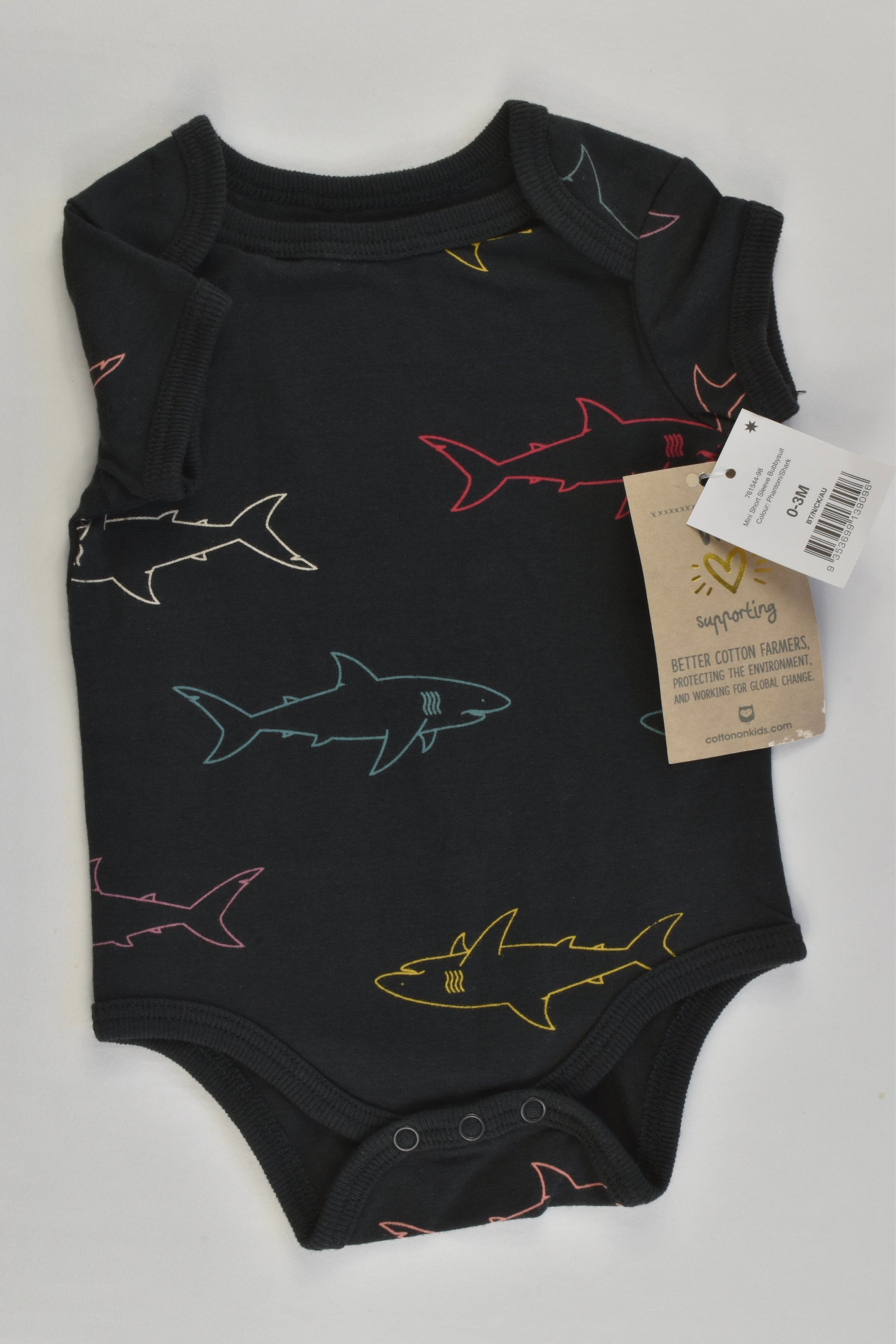 NEW Cotton On Baby Size 000 (0-3 months) Shark Bodysuit