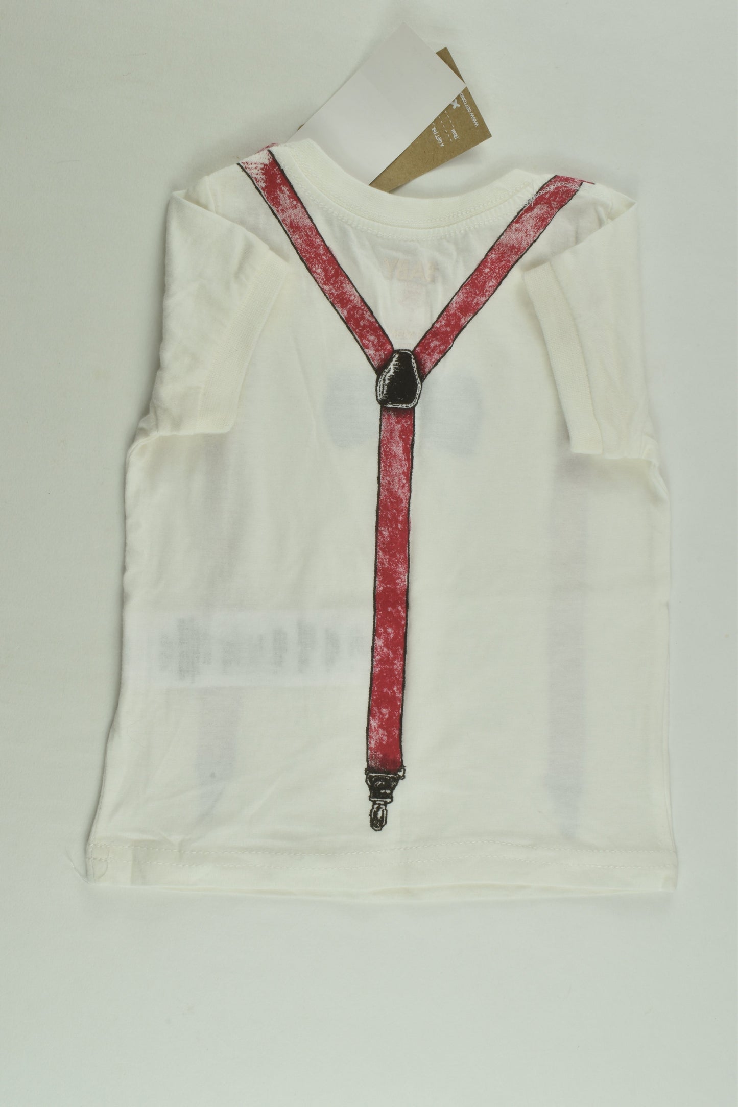 NEW Cotton On Baby Size 1 Suspenders and Bow T-shirt